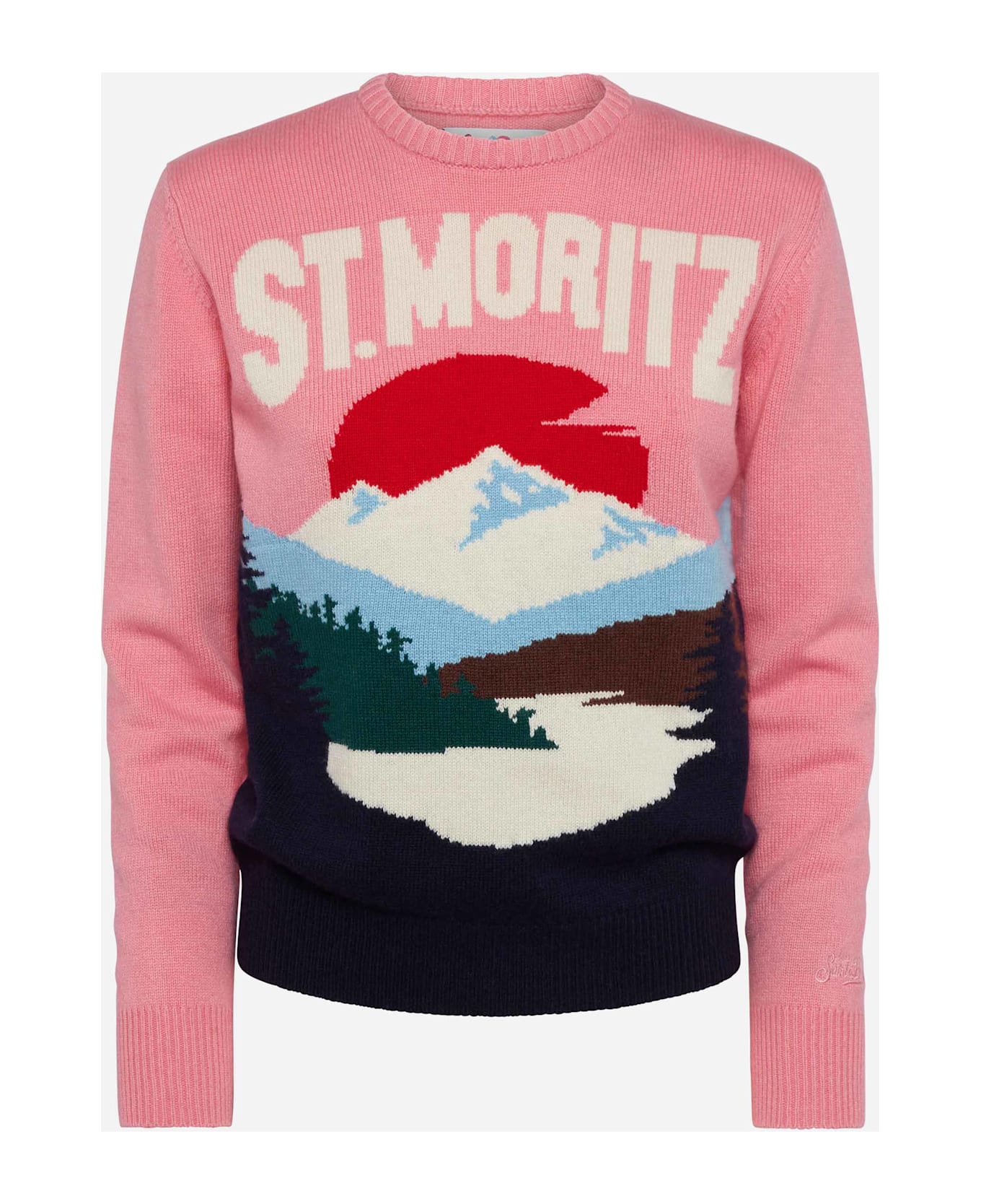 MC2 Saint Barth Woman Pink Sweater New Queen St. Moritz Postcard Print - PINK