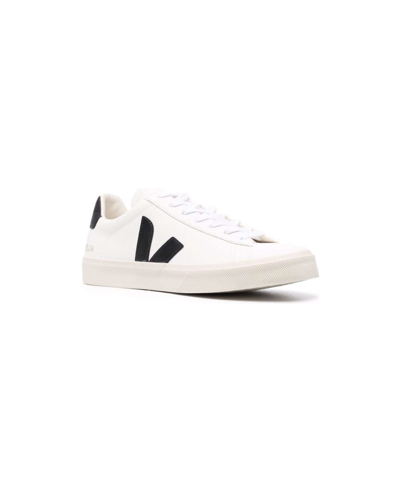 Veja 'campo' White And Black Low Top Sneakers In Vegan Leather Woman - White