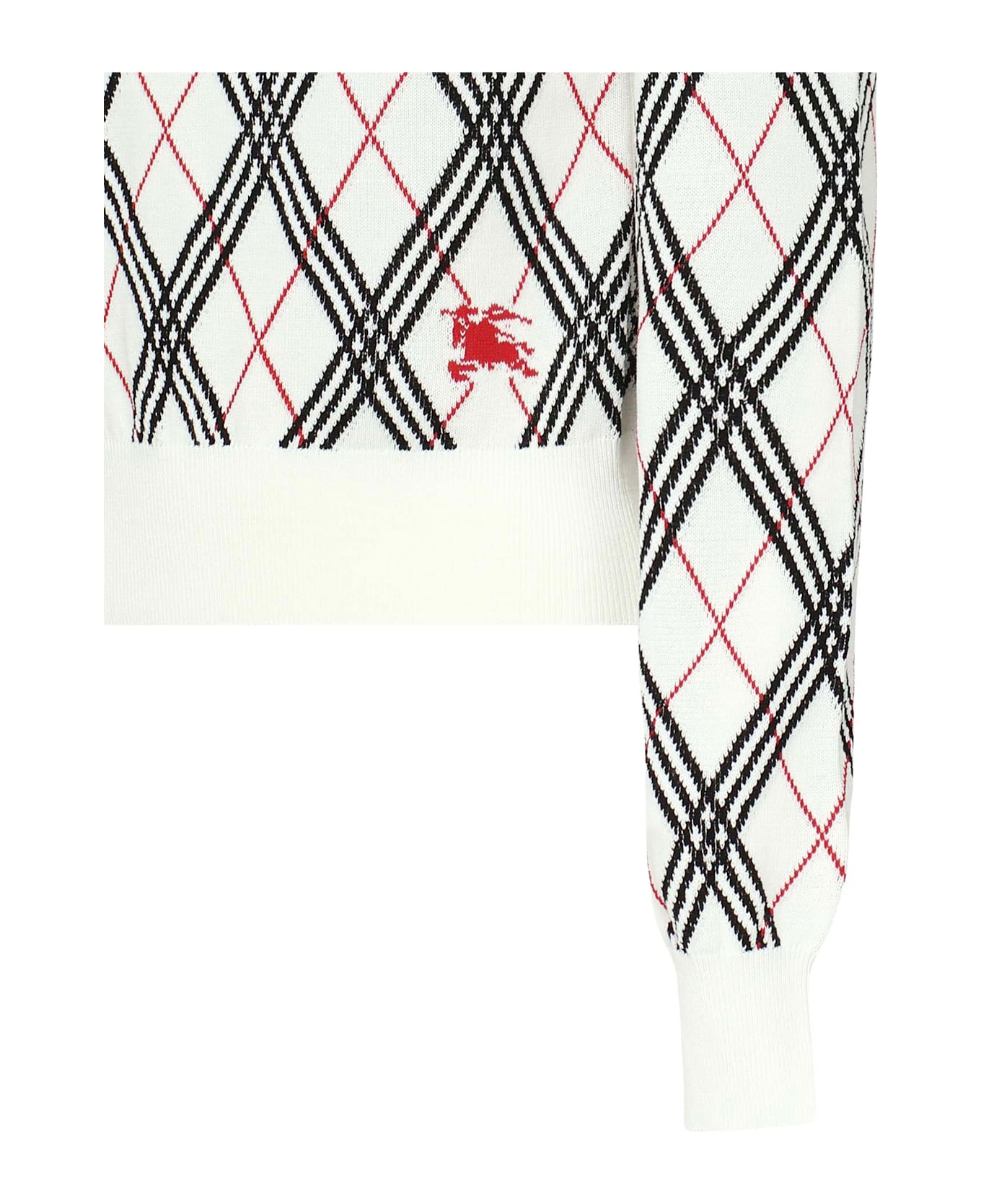 Burberry Argyle Cropped Sweaterb - White