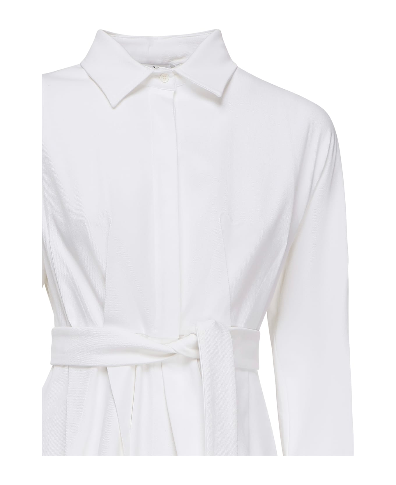 Max Mara Stretch Gabardine Shirt Dress - White