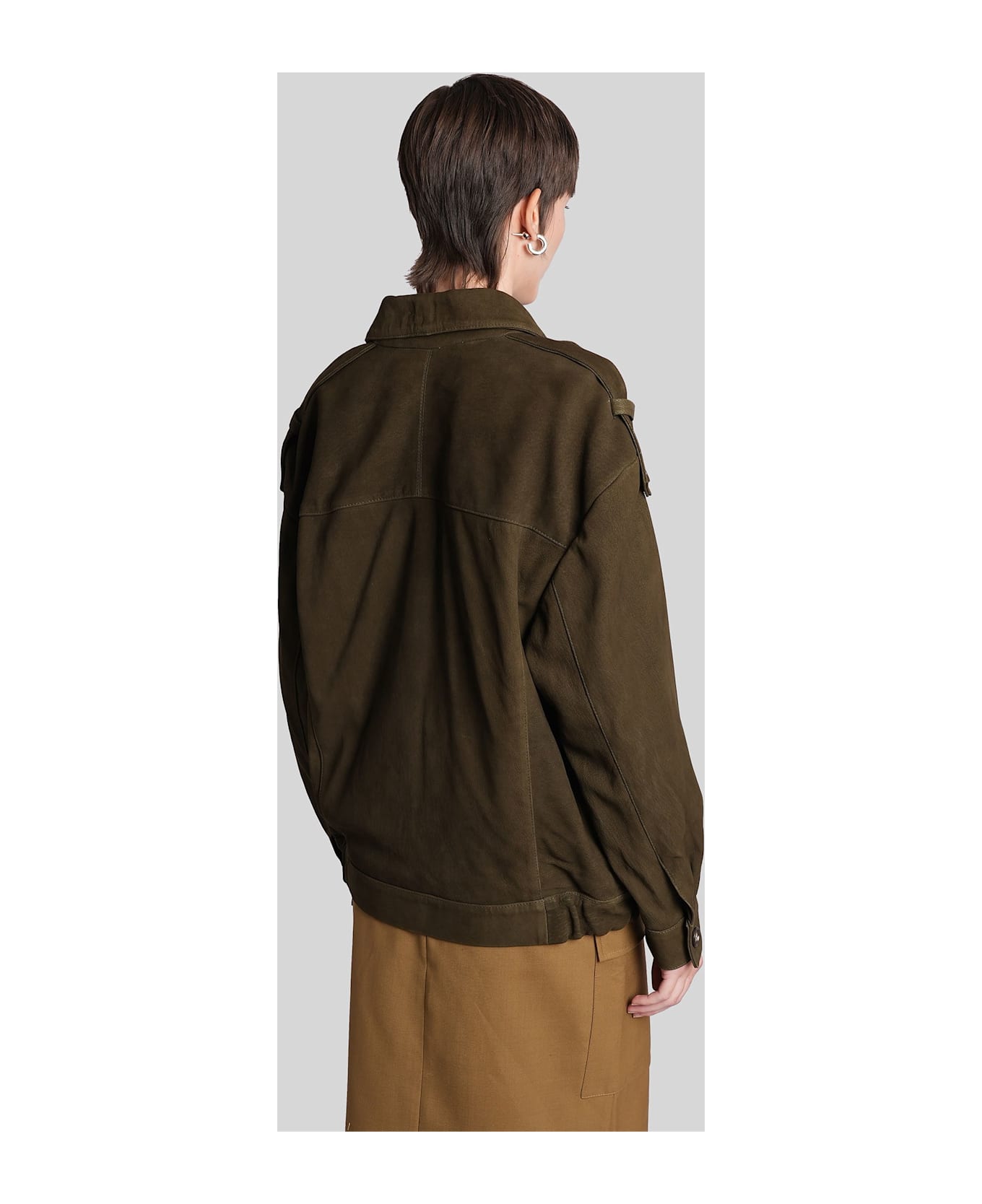 IRO Barrie Leather Jacket In Green Leather - green