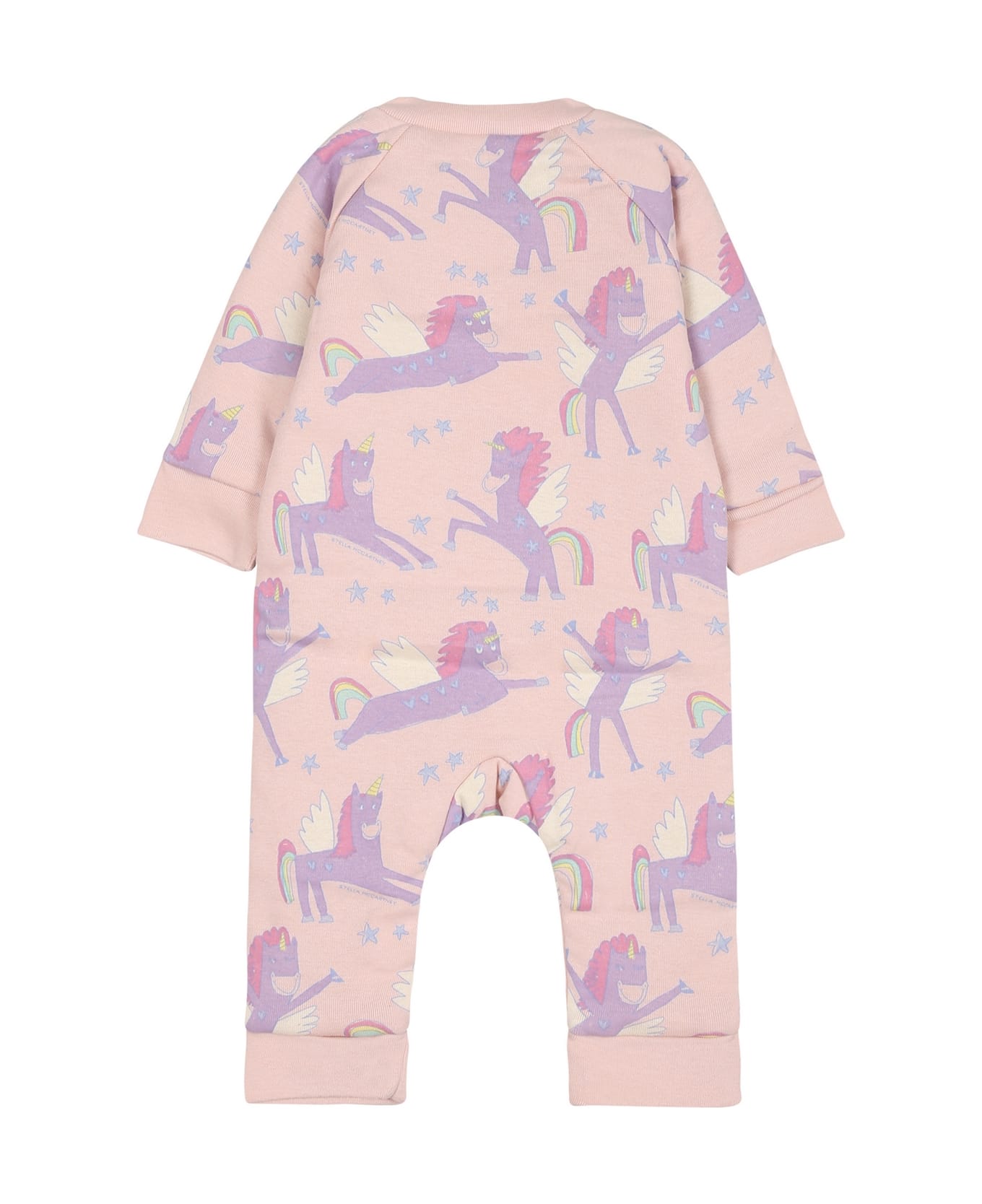 Stella McCartney Kids Pink Babygrow For Baby Girl With Unicors - Pink ボディスーツ＆セットアップ