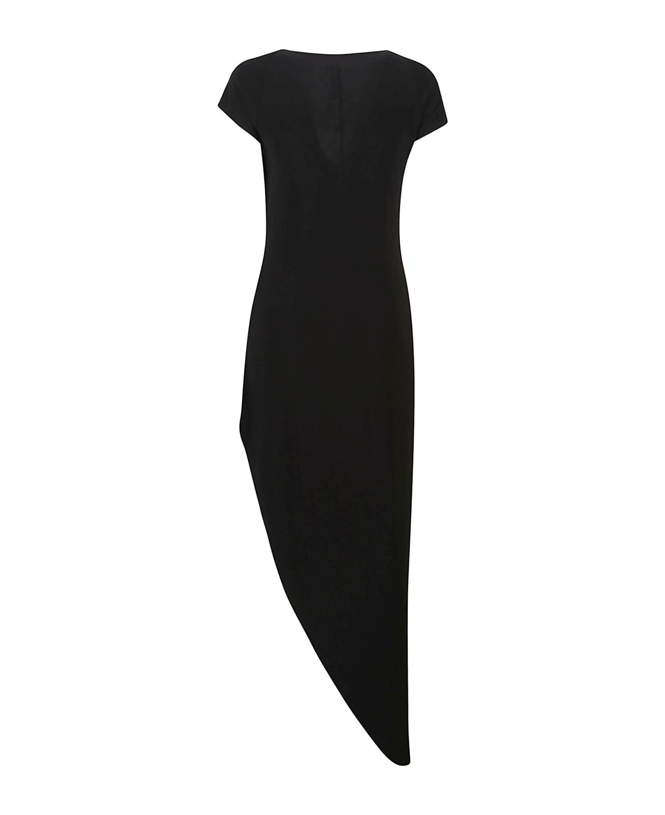 Norma Kamali Cap Sleeve Sweetheart Side Drape Dress - Black
