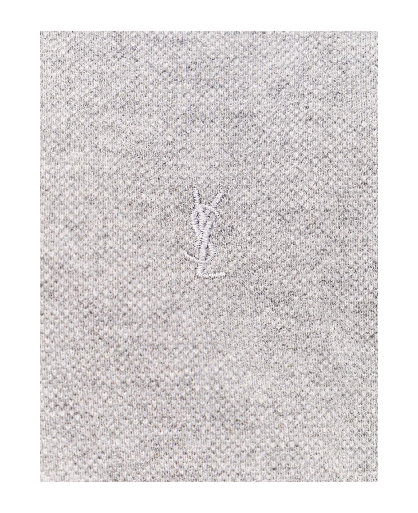 Saint Laurent Logo Embroidery Polo Shirt - Grey