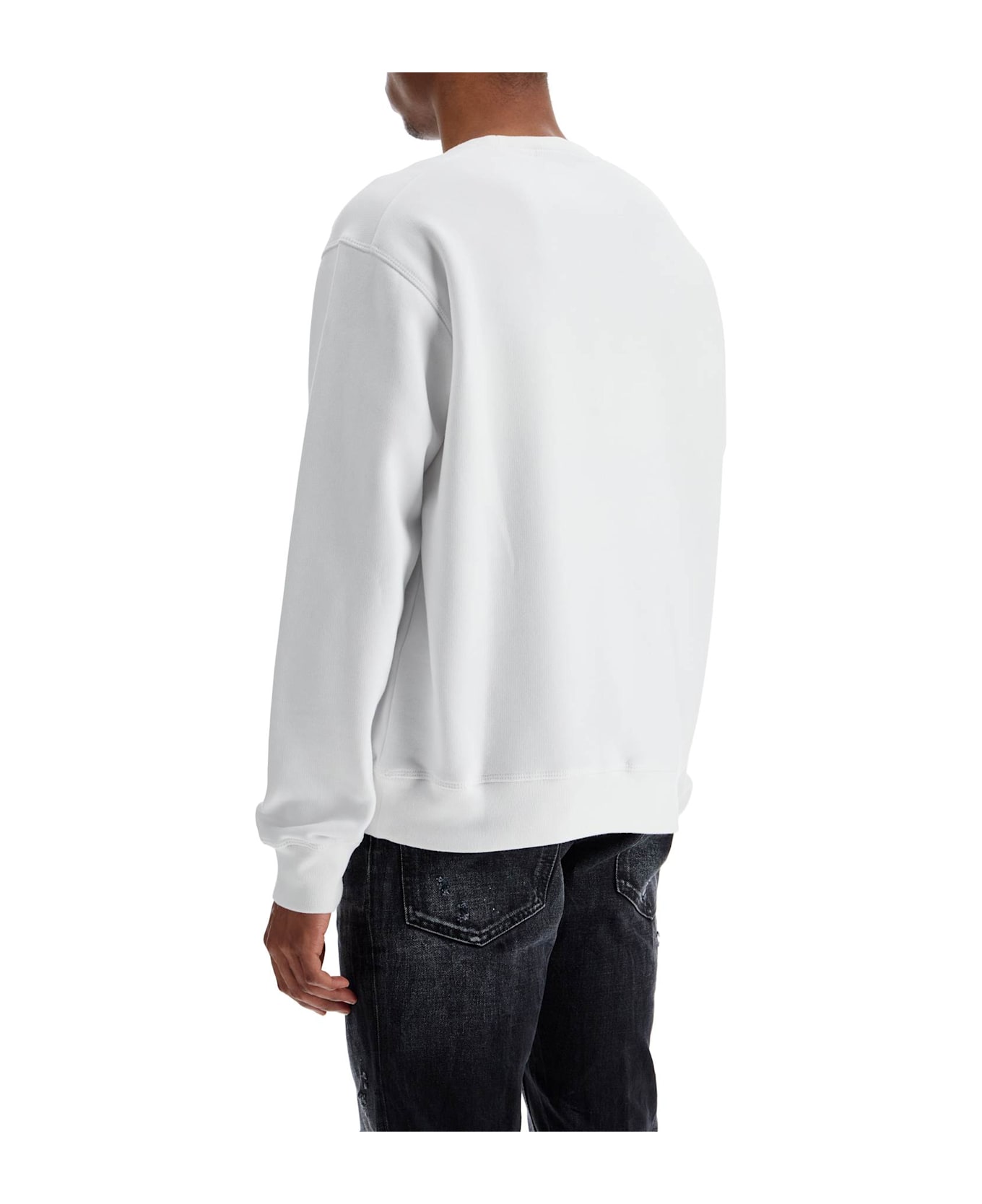 Dsquared2 White Cotton Sweatshirt With Distinctive Yellow Logo - WHITE (White)