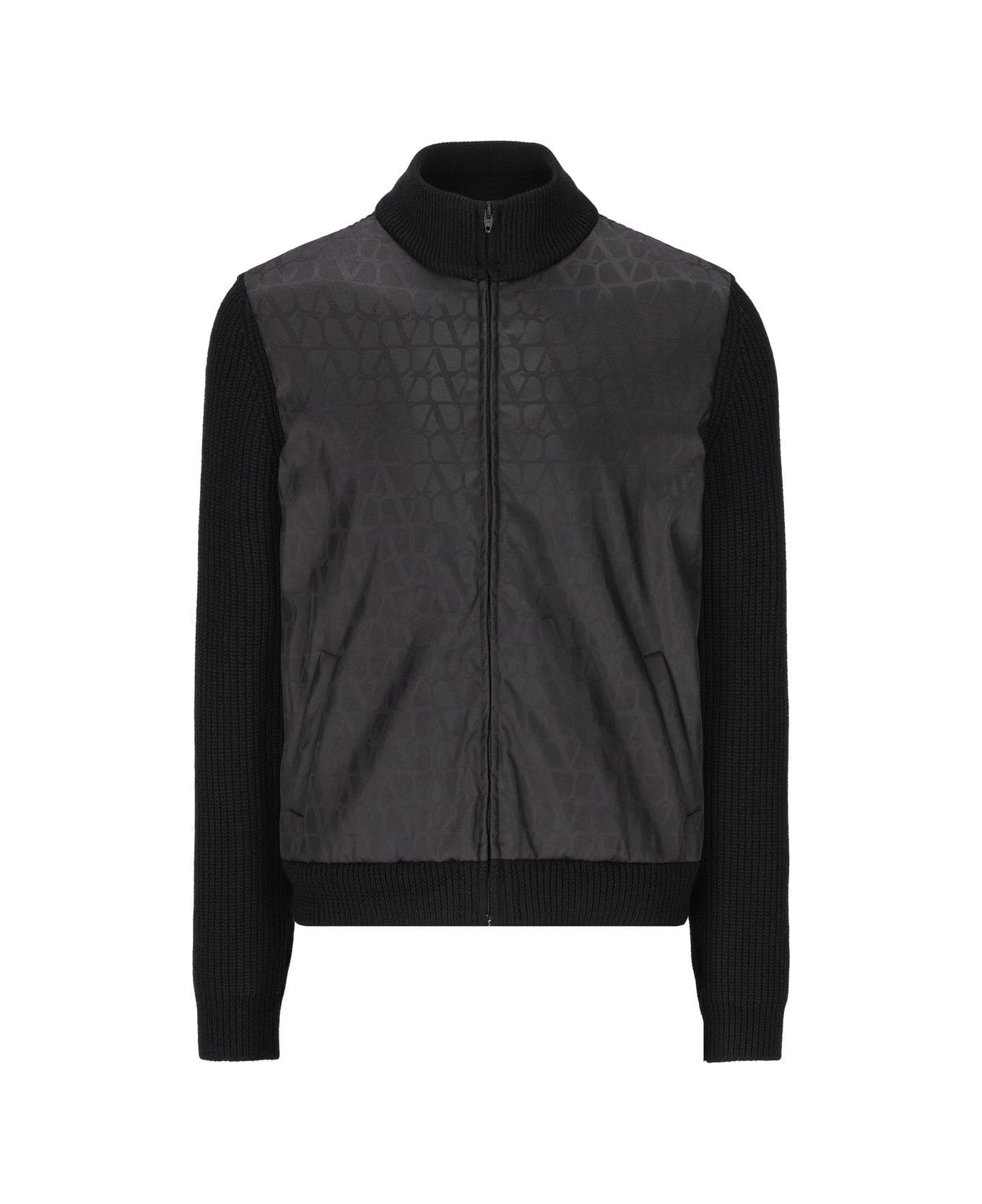Valentino Toile Iconographe Zip-up High Neck Jacket - BLACK