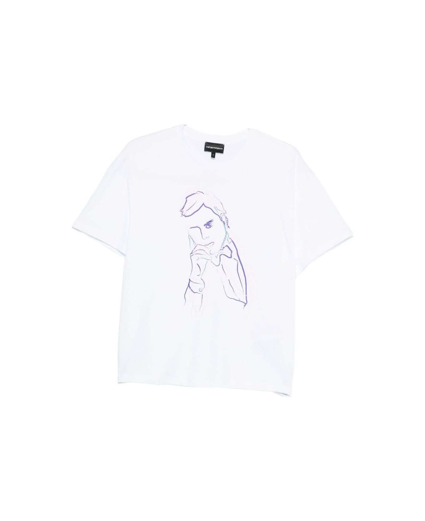 Emporio Armani Cotton T-shirt With Giorgio Armani Print - White