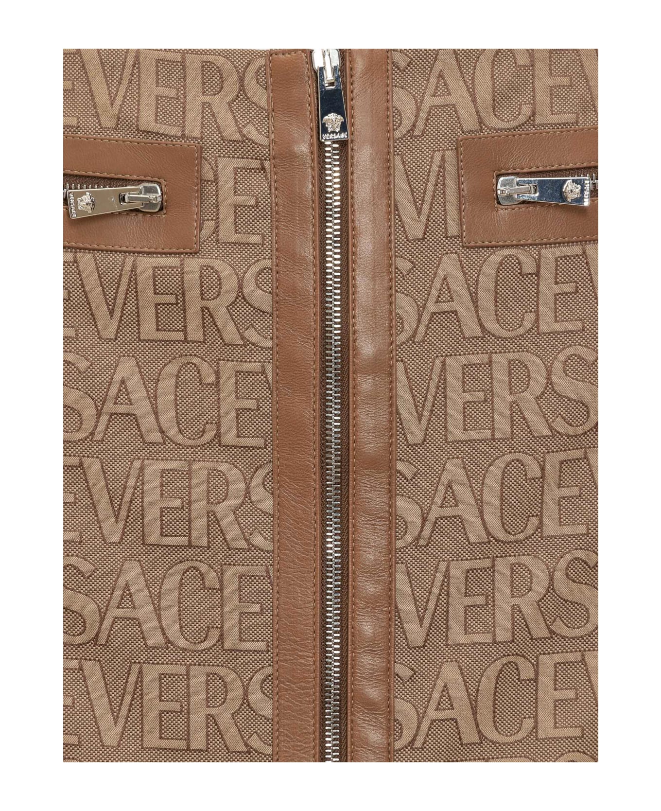 Versace Jacquard Mini Skirt - Brown+beige