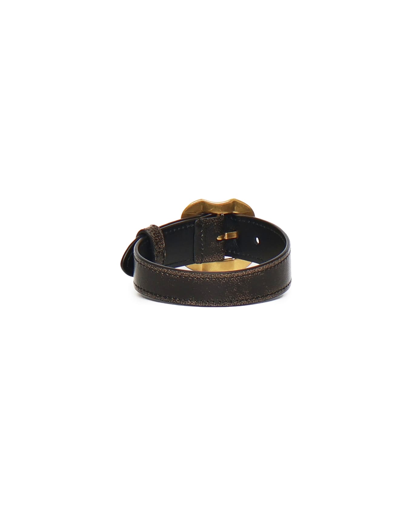 Miu Miu Leather Bracelet With Buckle - Coffee