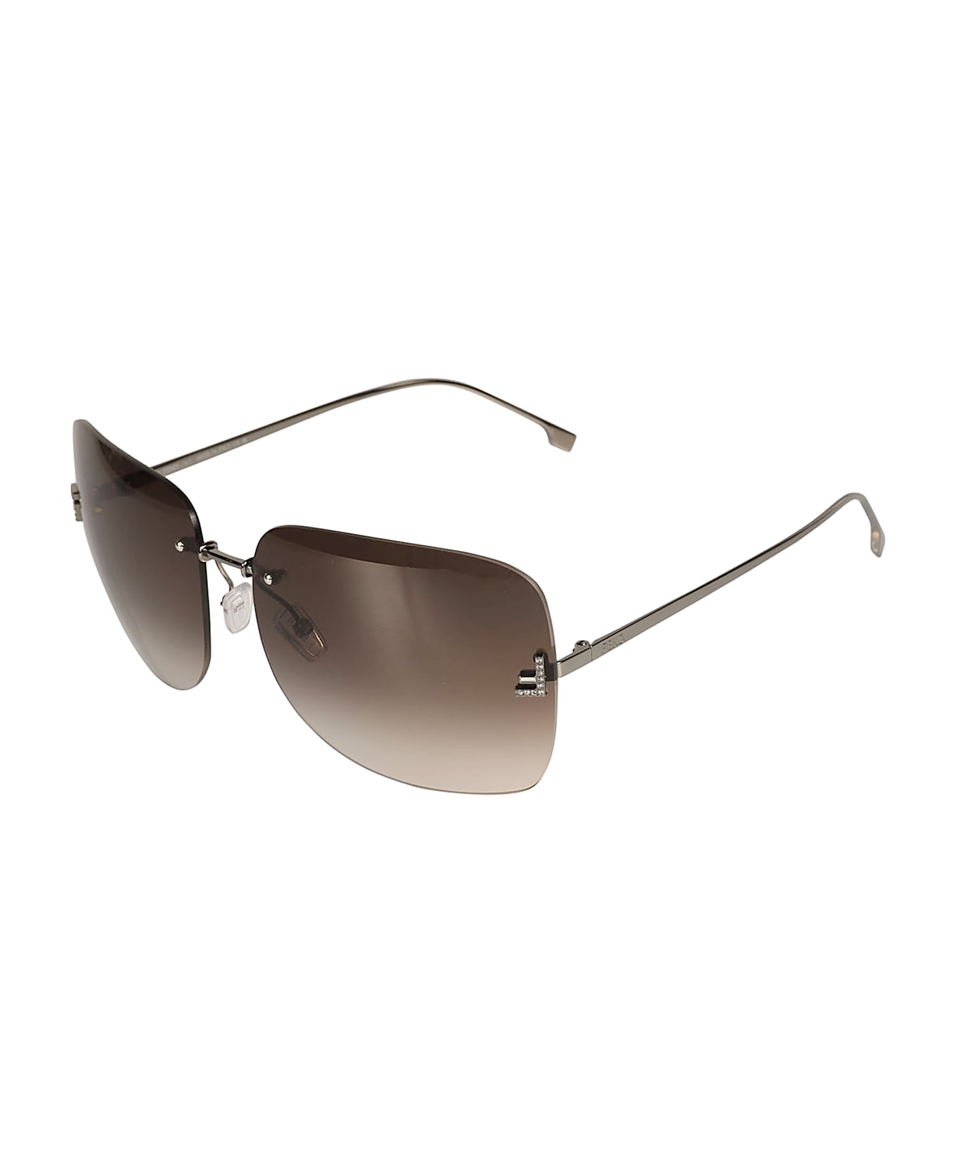 Fendi Rimless Square Oversized Sunglasses - 14J - Silver