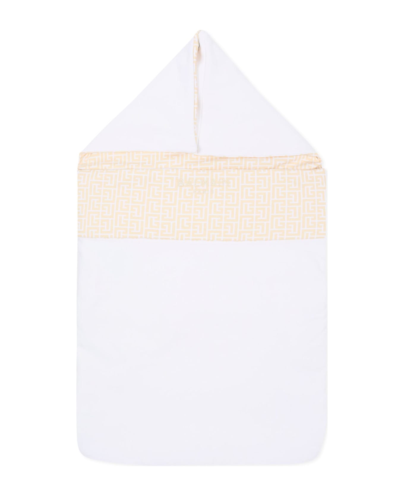 Balmain White Reversible Sleeping Bag With Monogram Labyrinth For Baby - White