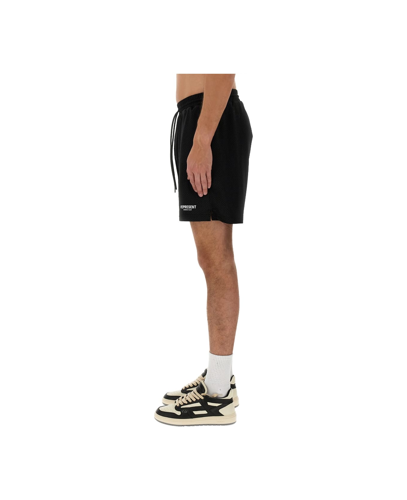 REPRESENT Mesh Bermuda Shorts - BLACK