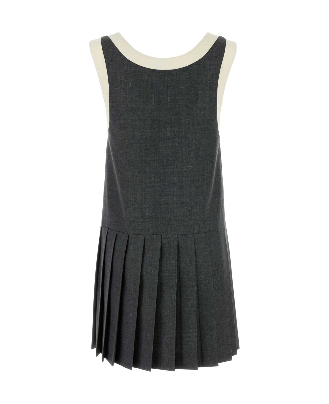 Miu Miu Dark Grey Wool Mini Dress - ARDESIA