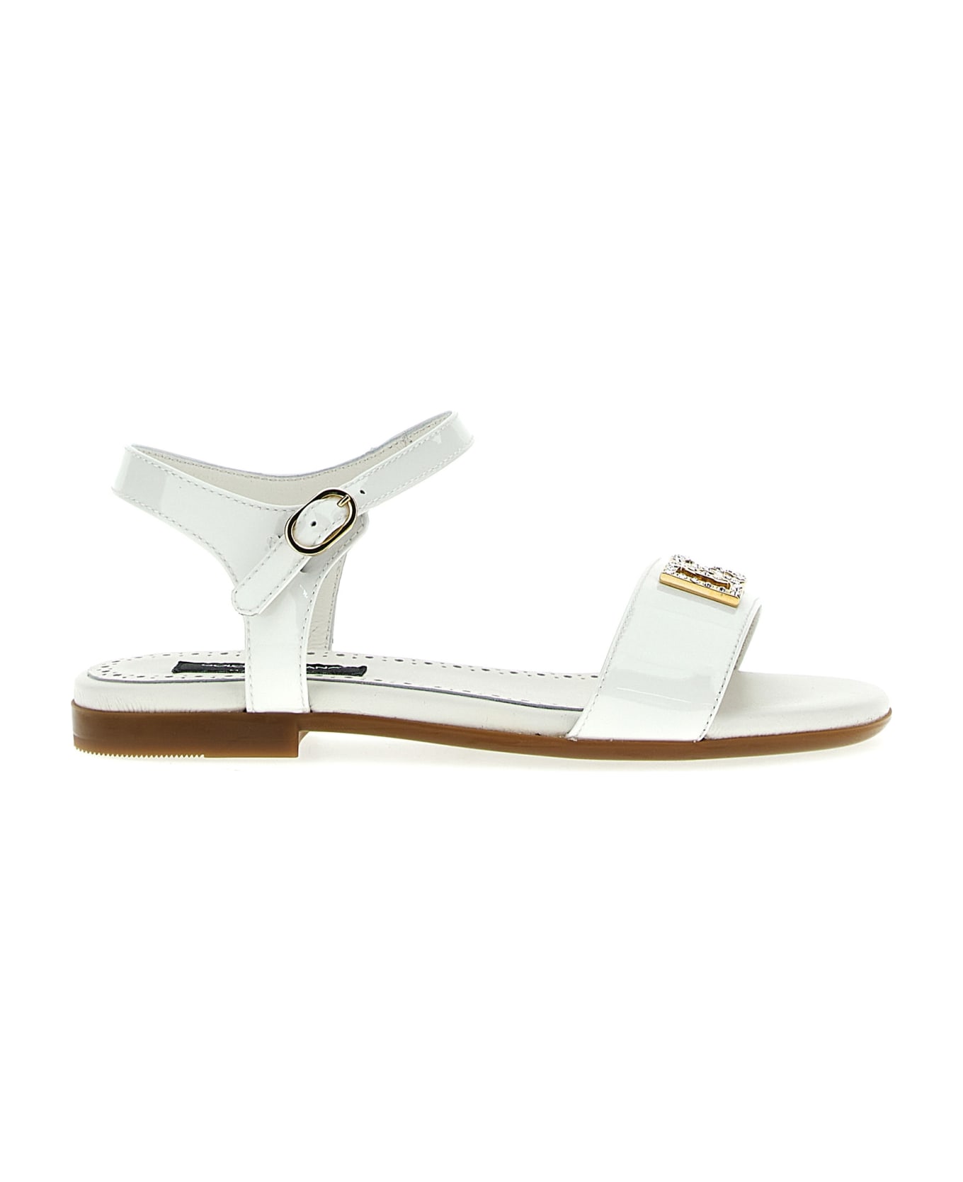 Dolce & Gabbana Logo Patent Sandals - White シューズ