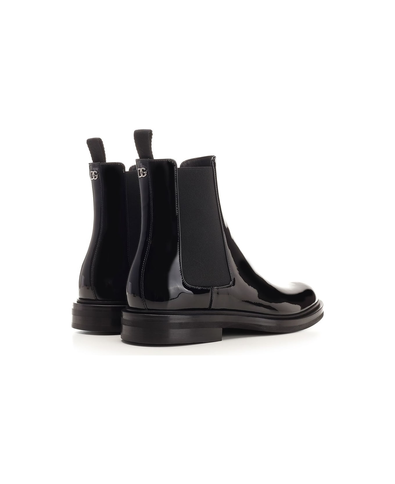 Dolce & Gabbana Black Patent Leather Beatles - Black ブーツ