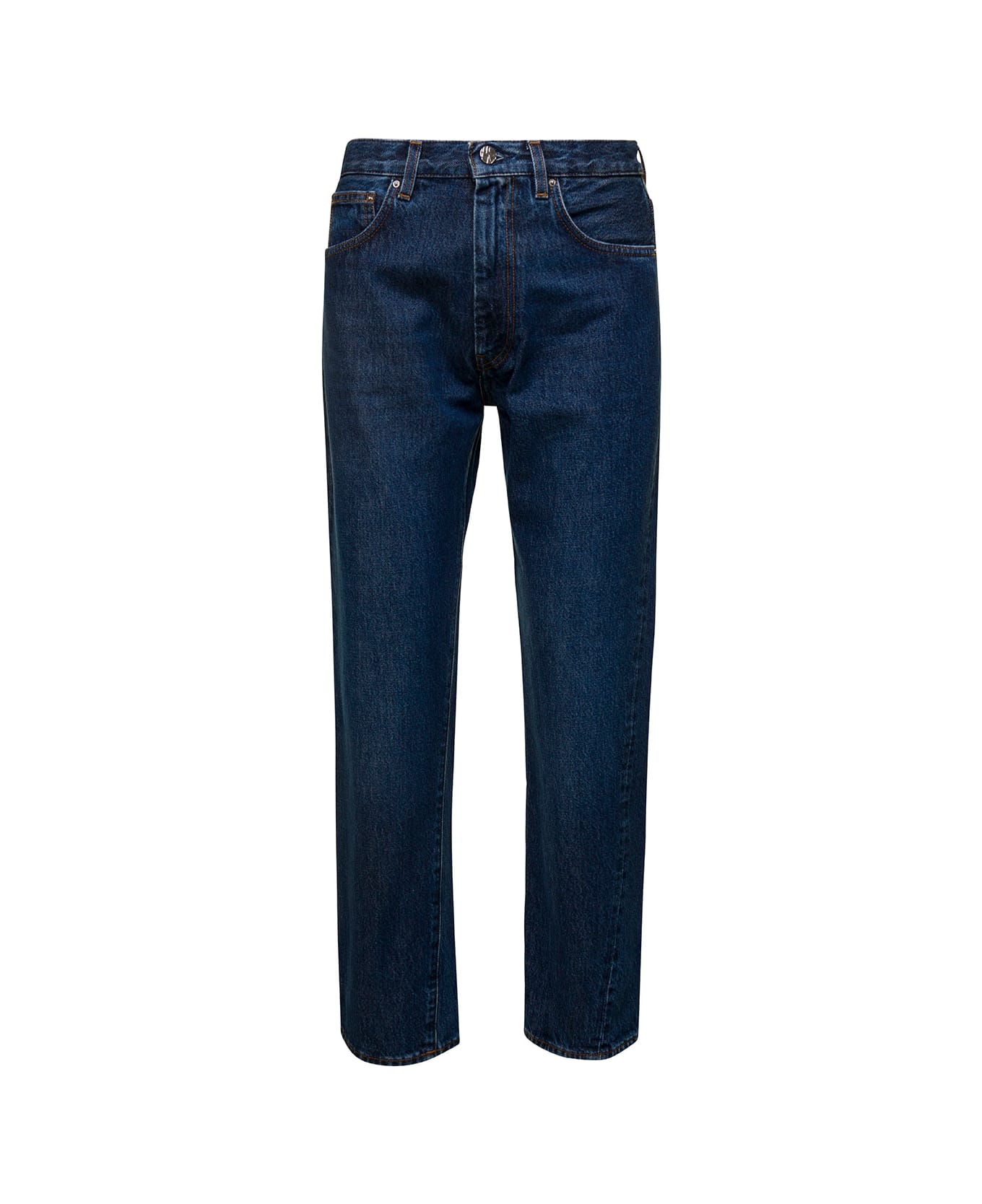 Totême Cropped Straight Jeans In Blue Denim Cotton Woman - Blu