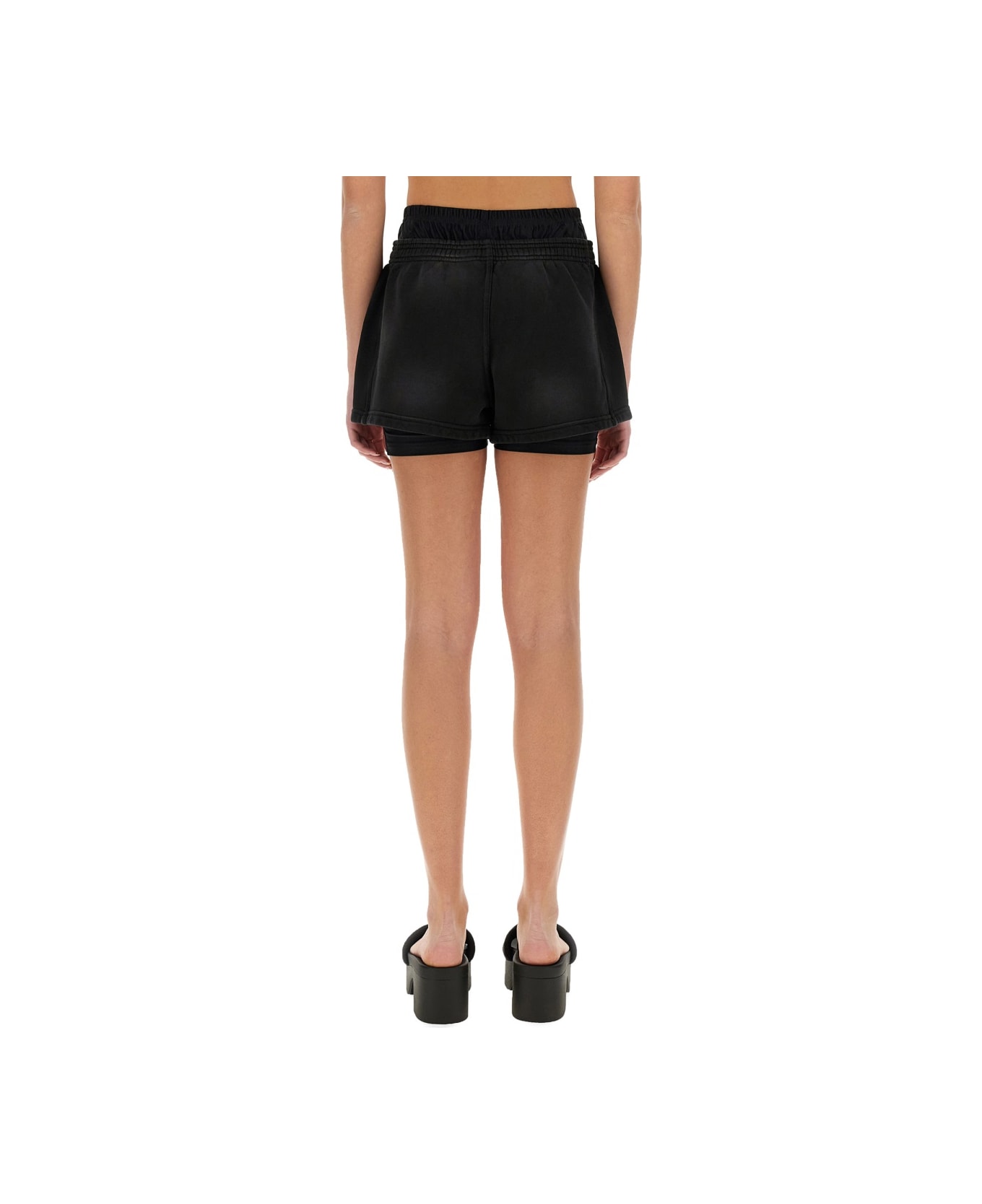 T by Alexander Wang Shorts With Logo - BLACK