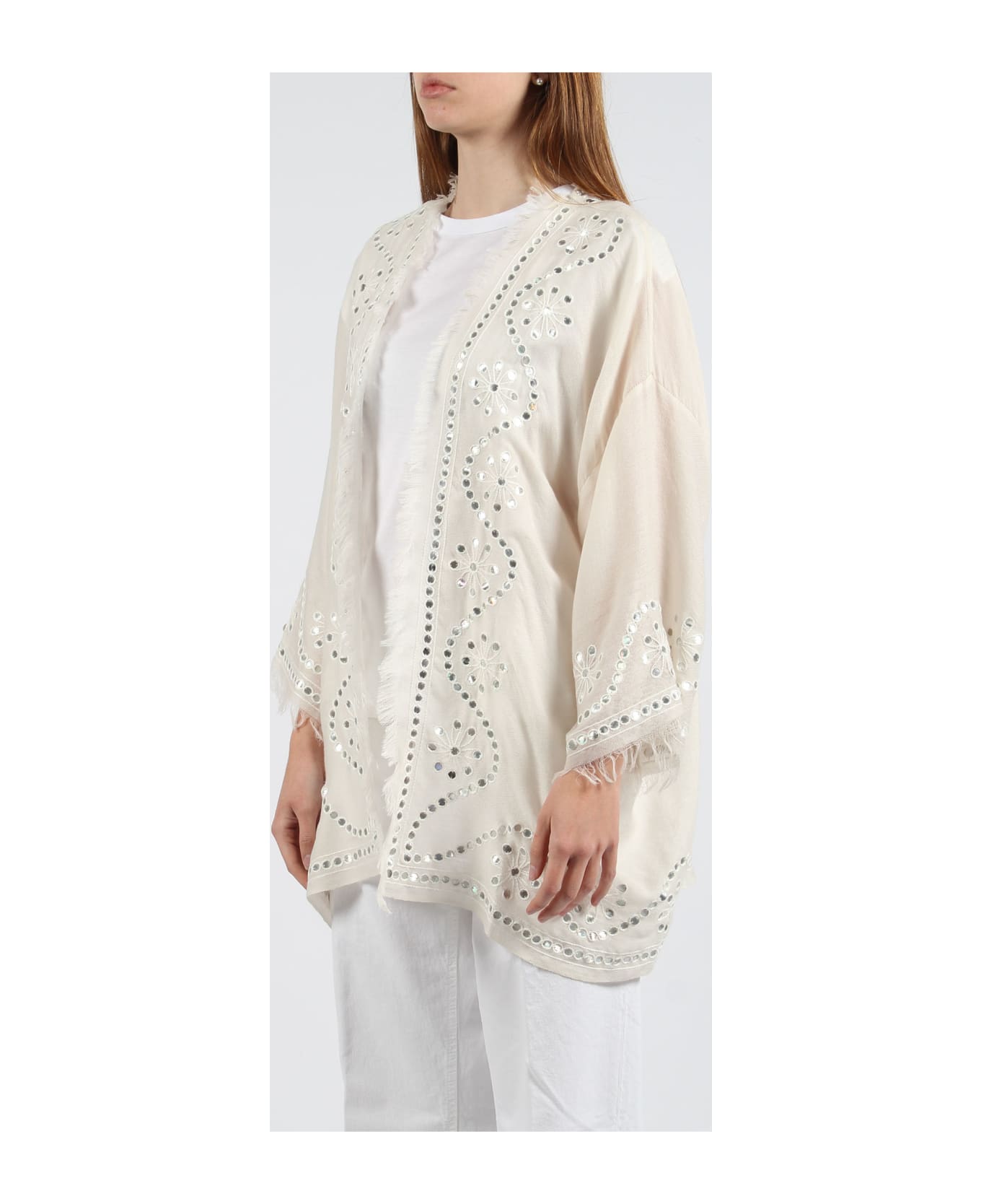 Parosh Within Embroidered Cardigan - White