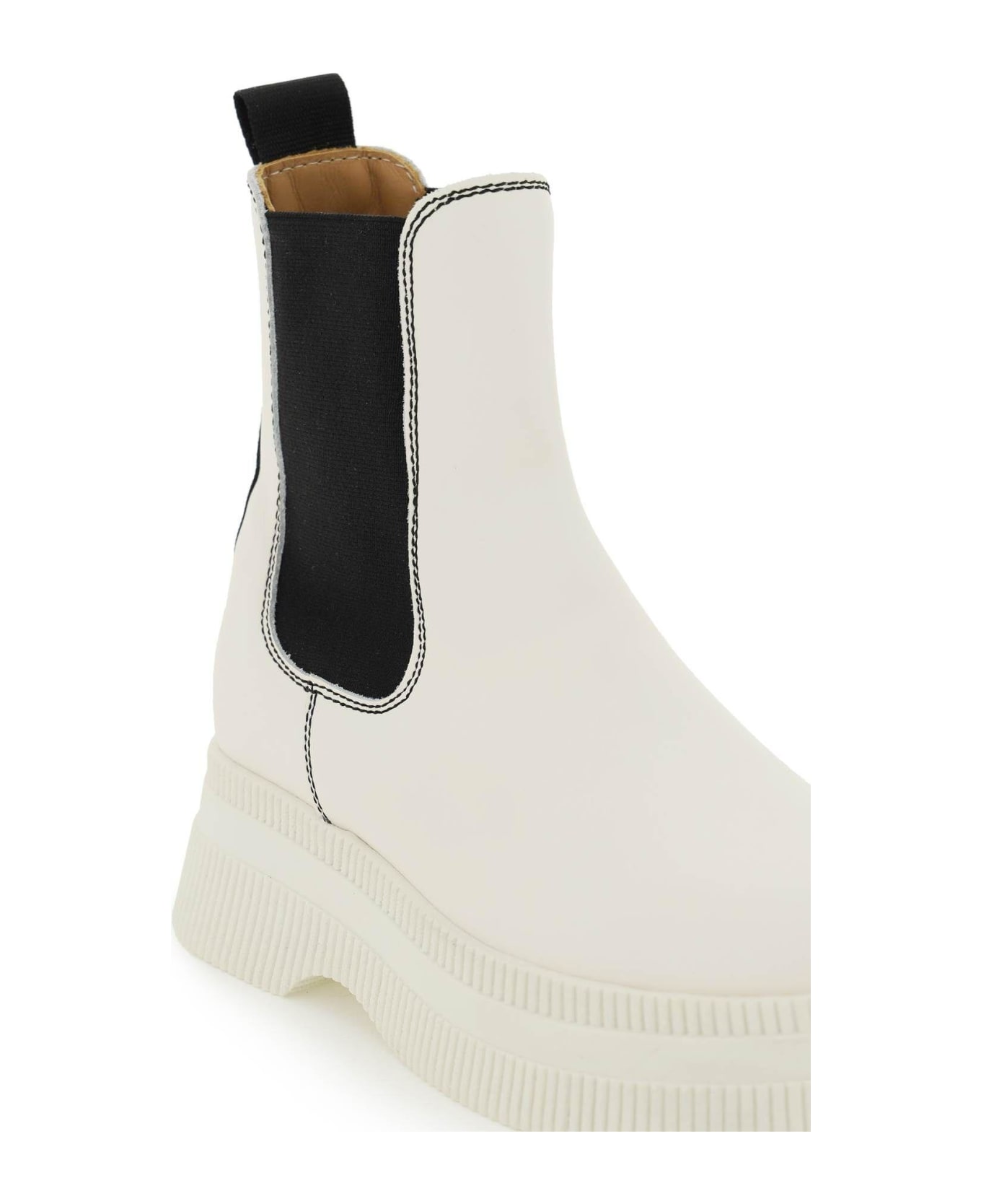 Ganni Leather Chelsea Boots - NEUTRALS