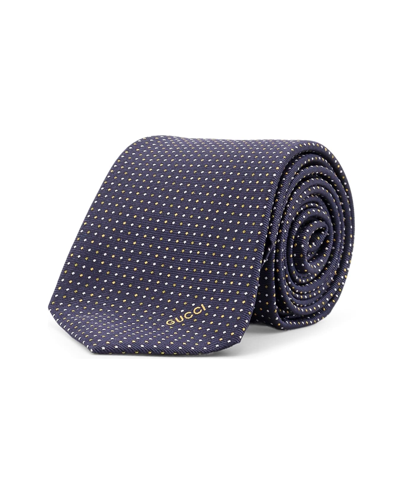 Gucci Silk Tie With Gudots Motif - Blue