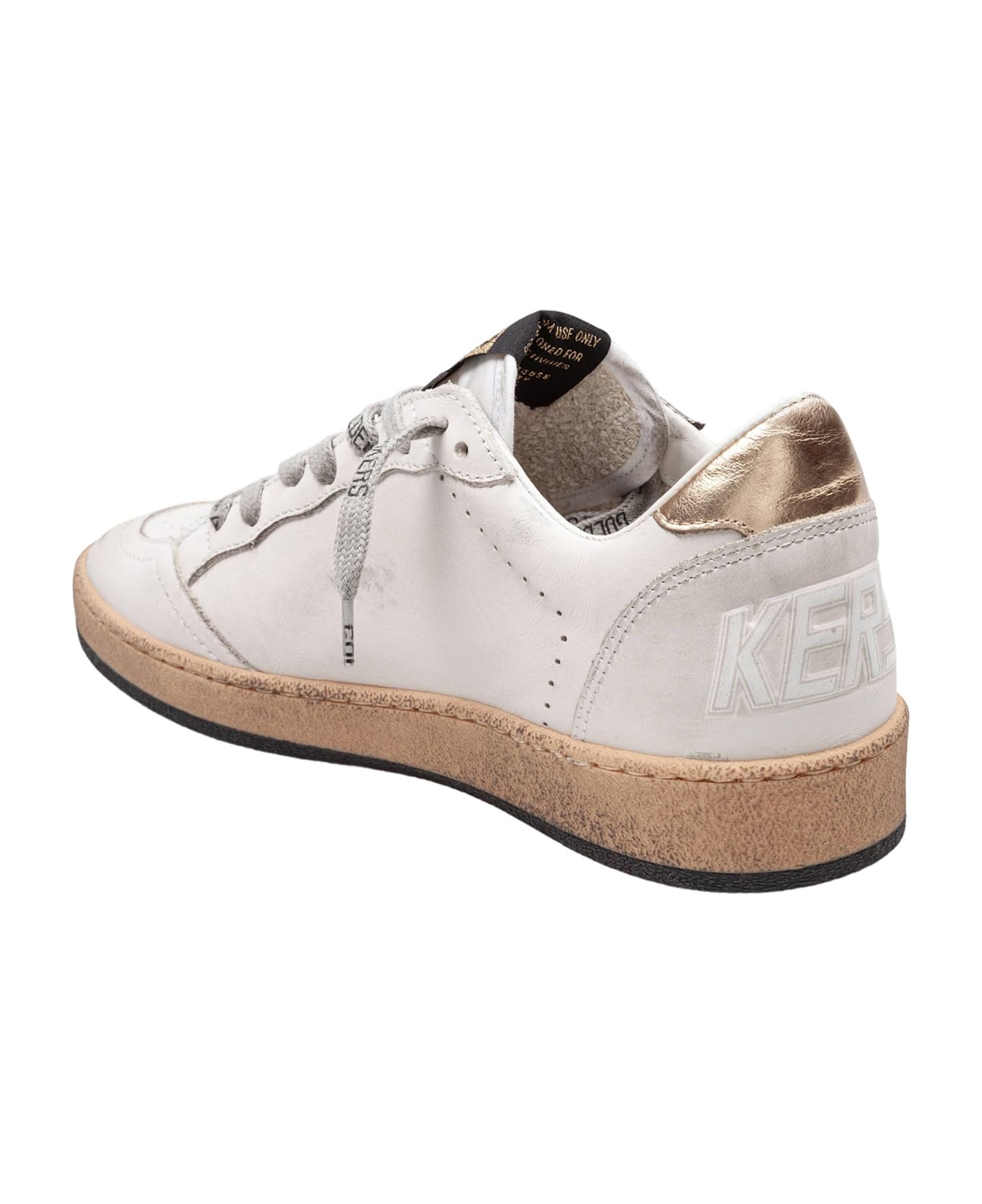 Golden Goose Ballstar Sneakers In White And Gold Leather - Multi