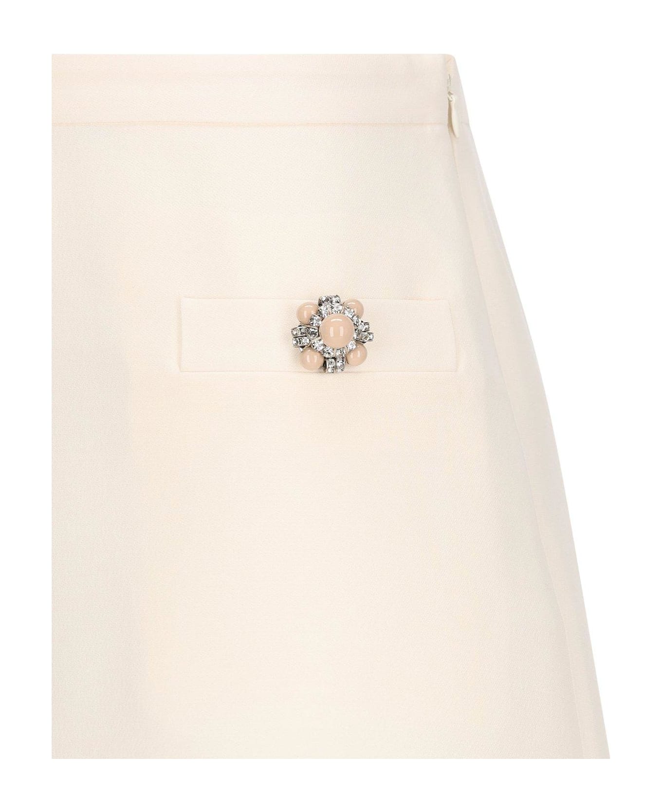 Valentino Button Embellished A-line Mini Skirt - Ivory