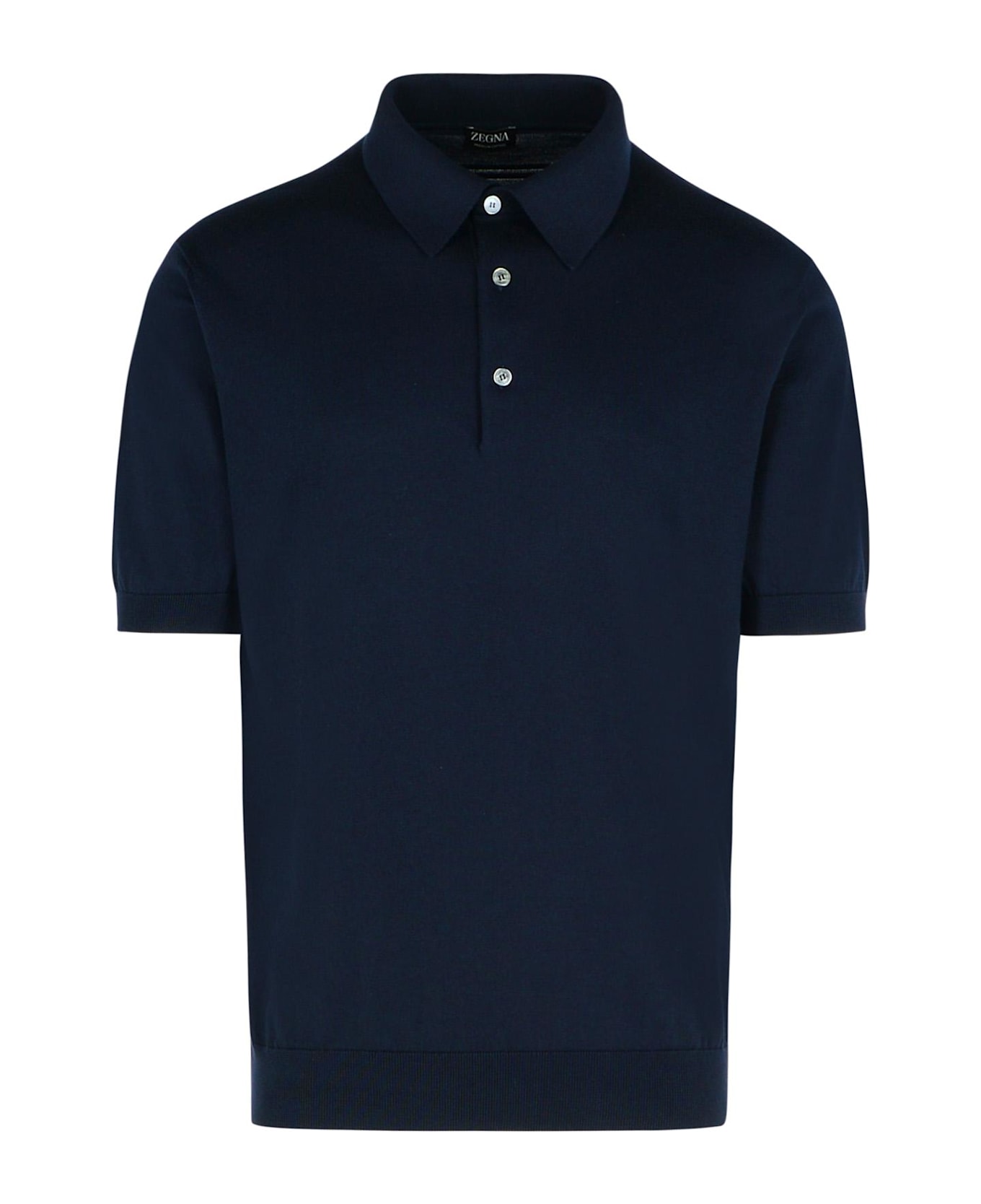 Zegna Polo Shirt In Blue Cotton - Blue