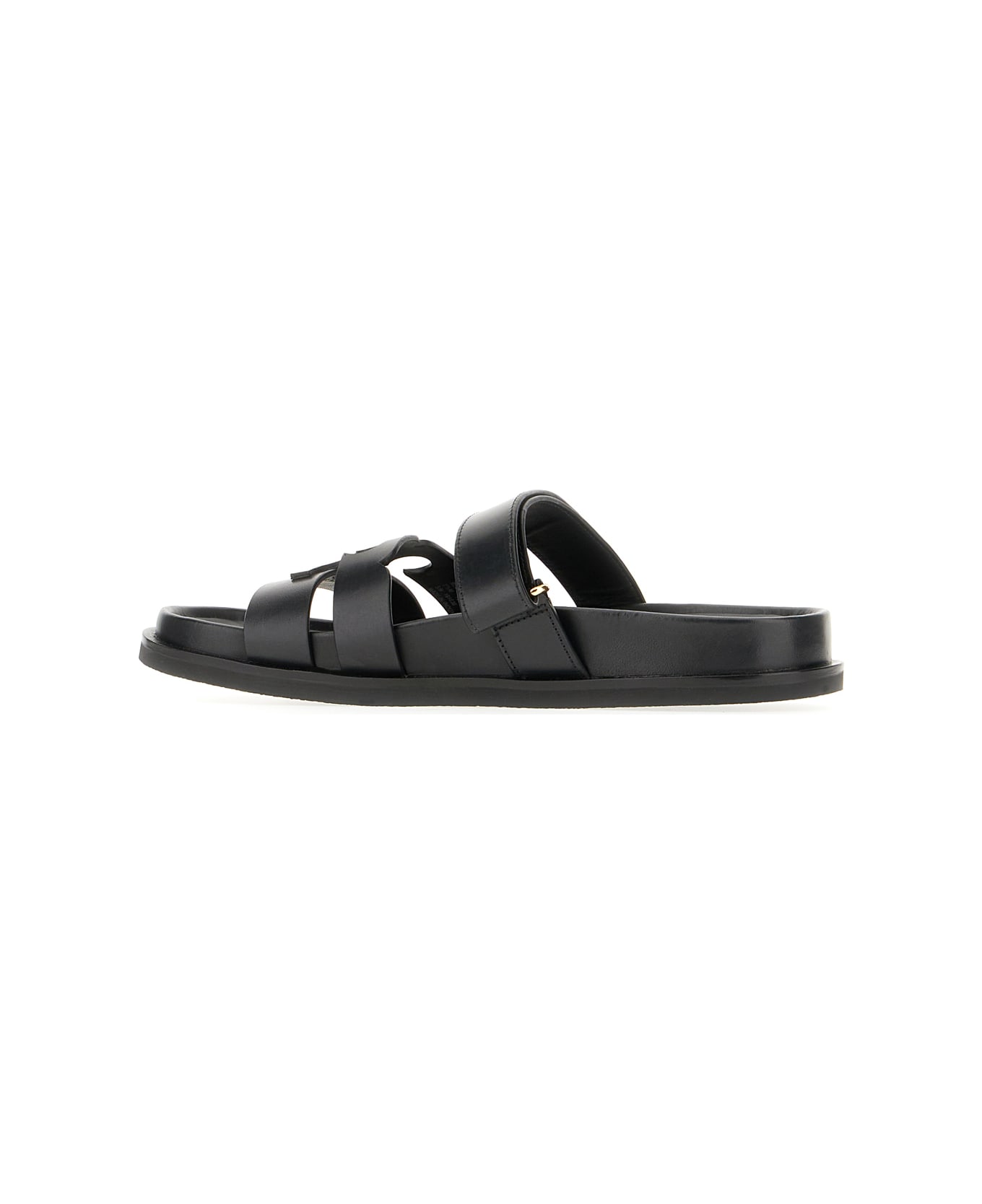 Tory Burch Black Leather Ines Sandals - PERFECT BLACK