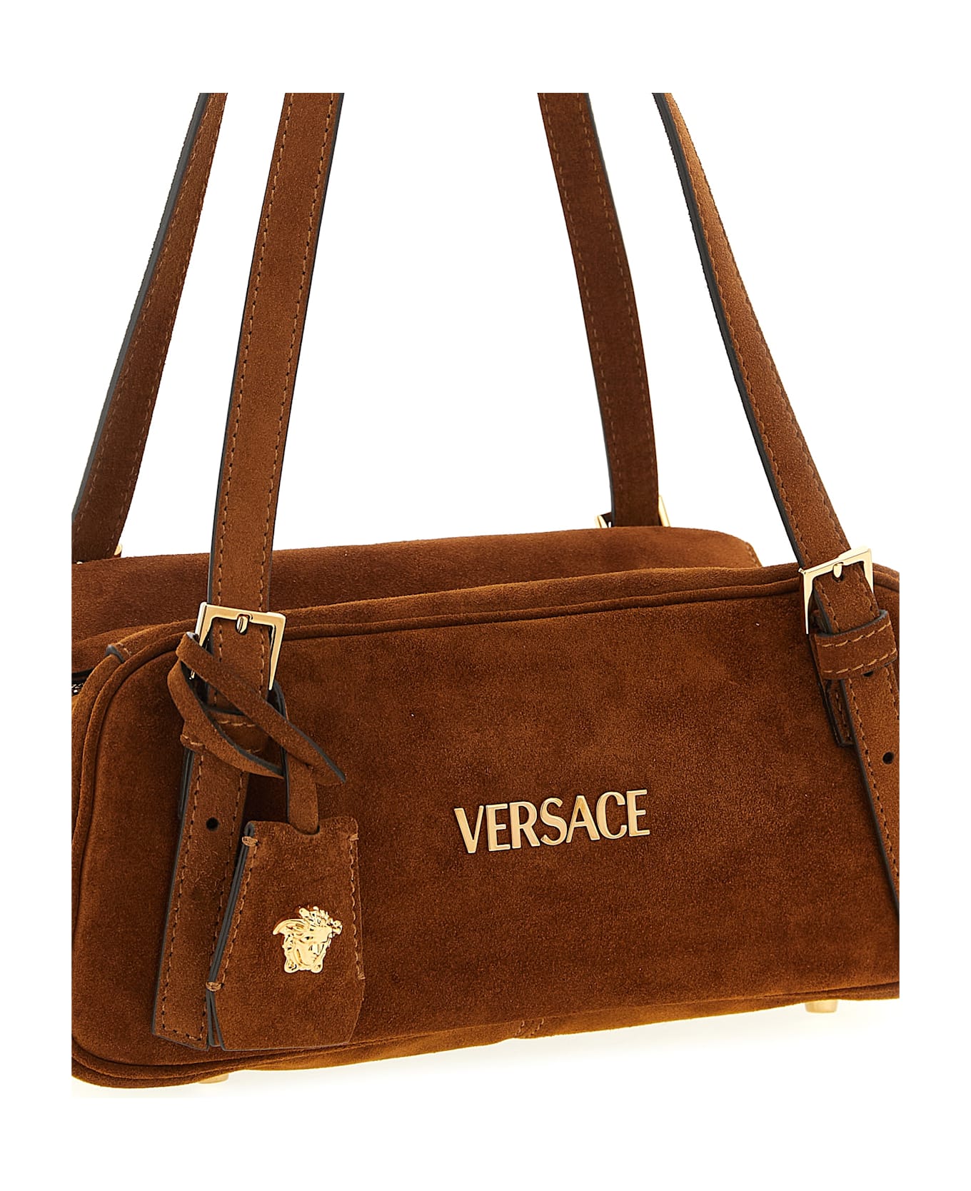 Versace Suede Shoulder Bag - Brown