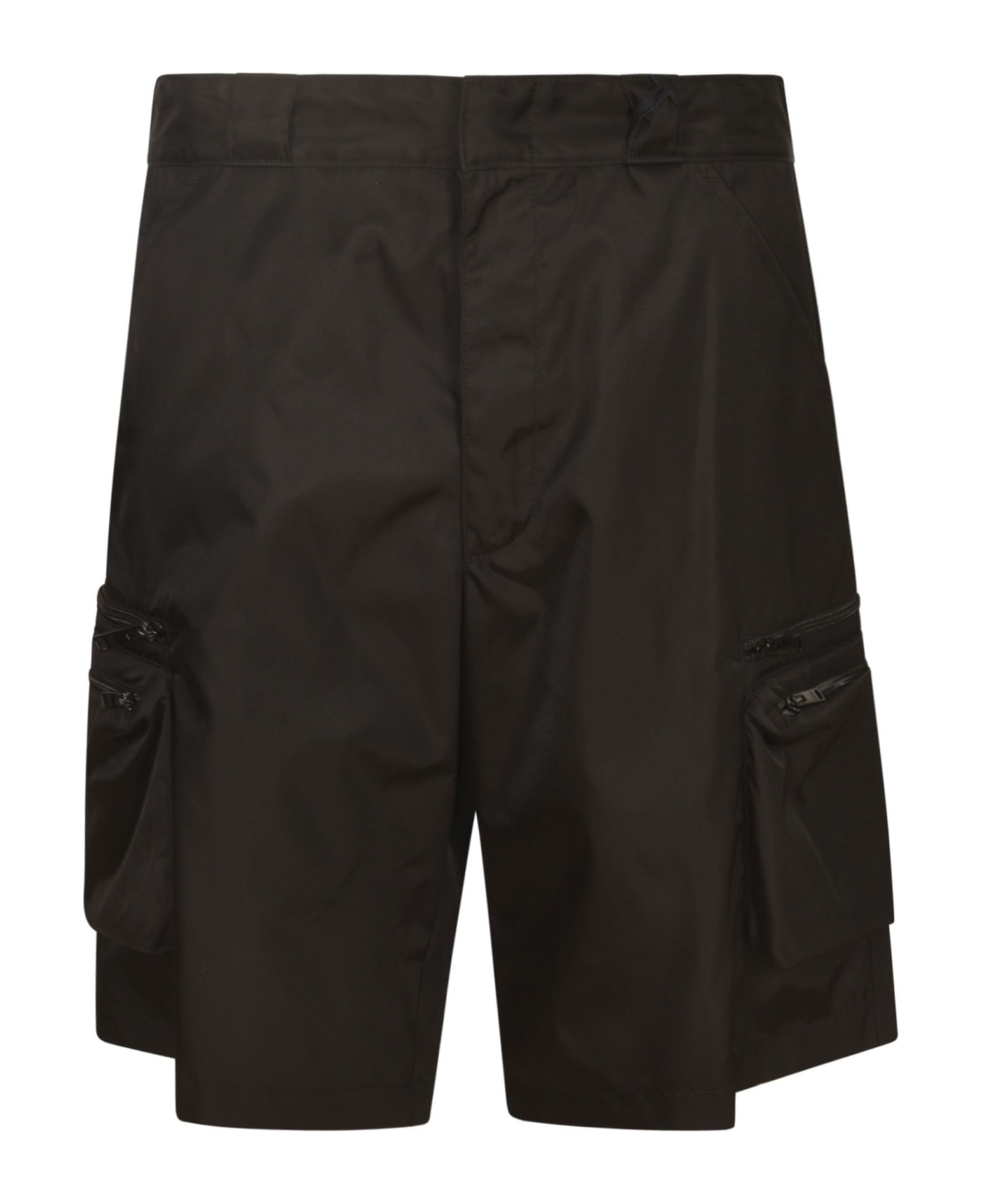 Prada Logo Plaque Zipped Shorts - Black