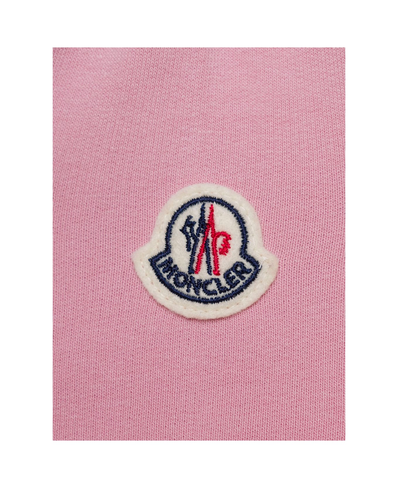 Moncler Pink Hoodie And Pants Suitr With Logo Patch In Cotton Blend Baby - Pink