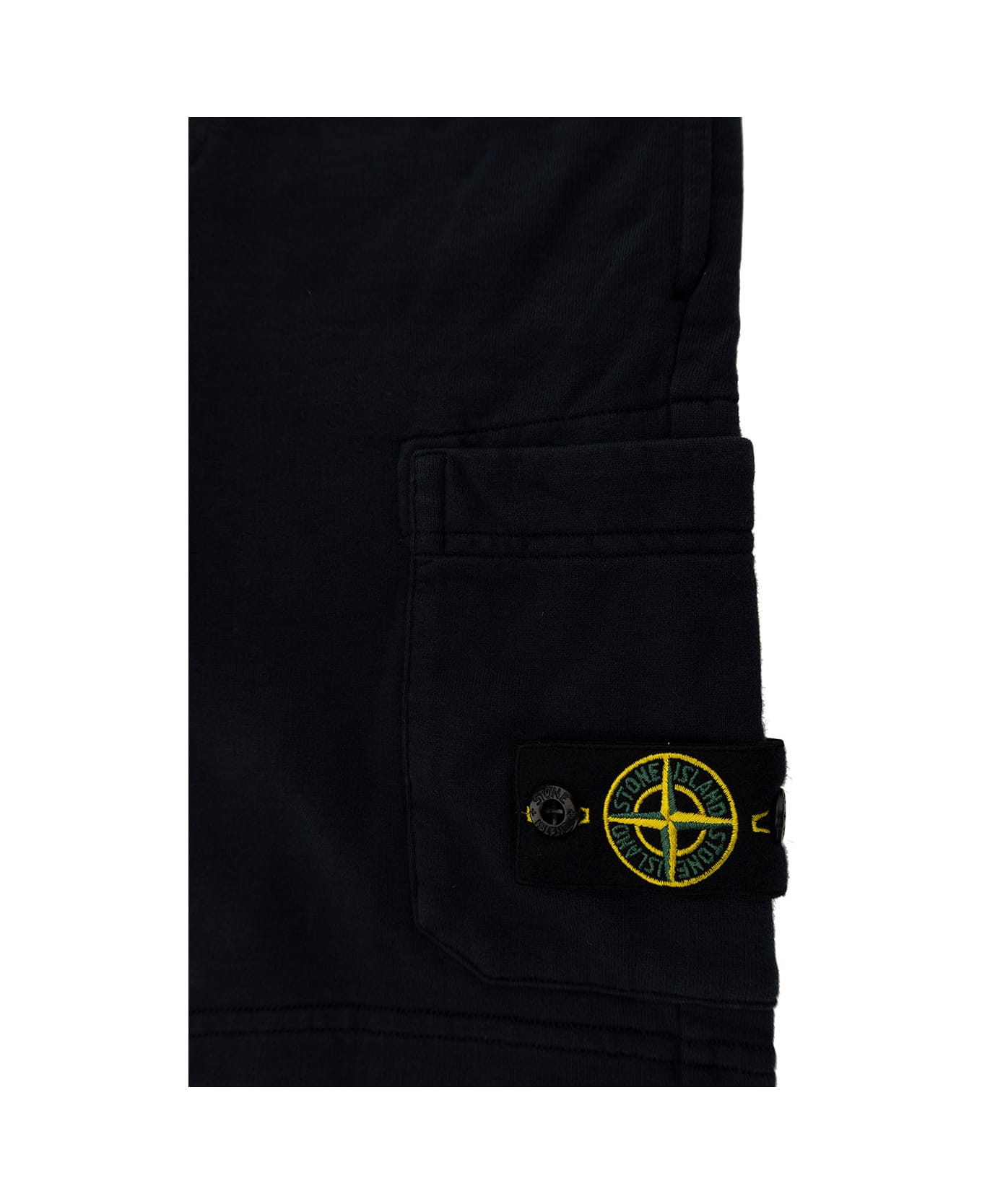 Stone Island Junior Blue Bermuda Shorts With Logo Patch And Patch Pocket In Cotton Boy - Blu