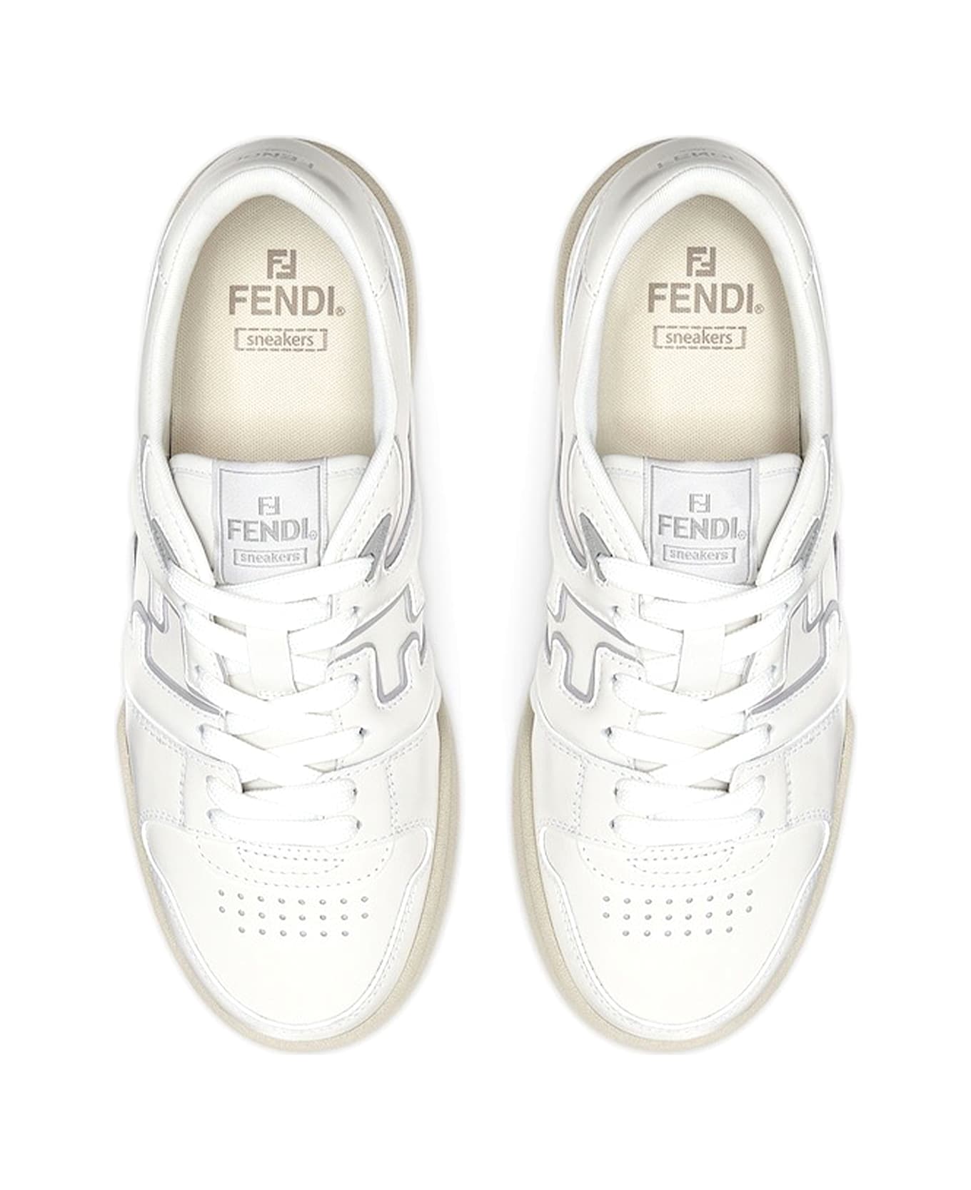 Fendi Low Top Sneaker In White Leather - BIANCO GRGIO CHIARO