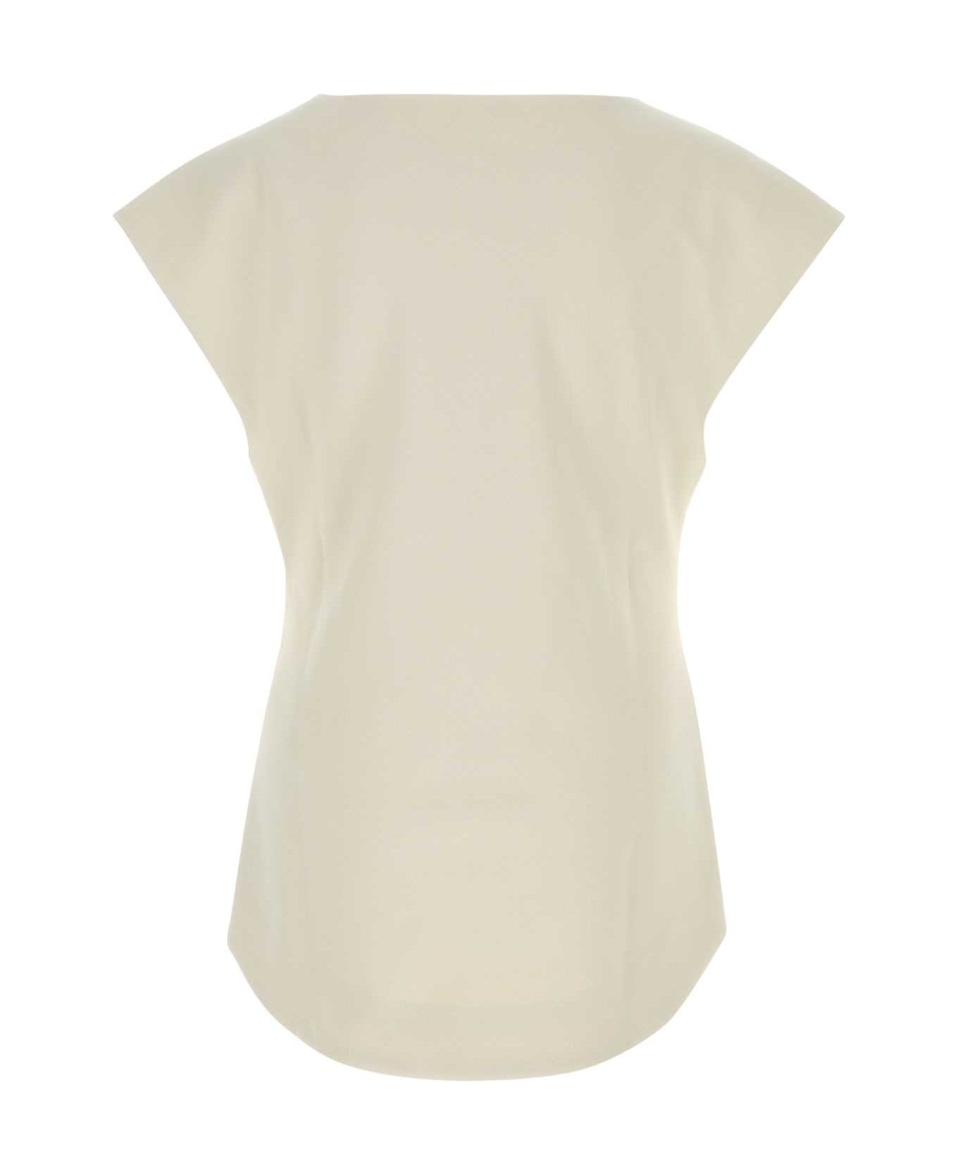 Entire Studios Sand Stretch Polyester Blend Deep Vee Tank Top - FONDANT