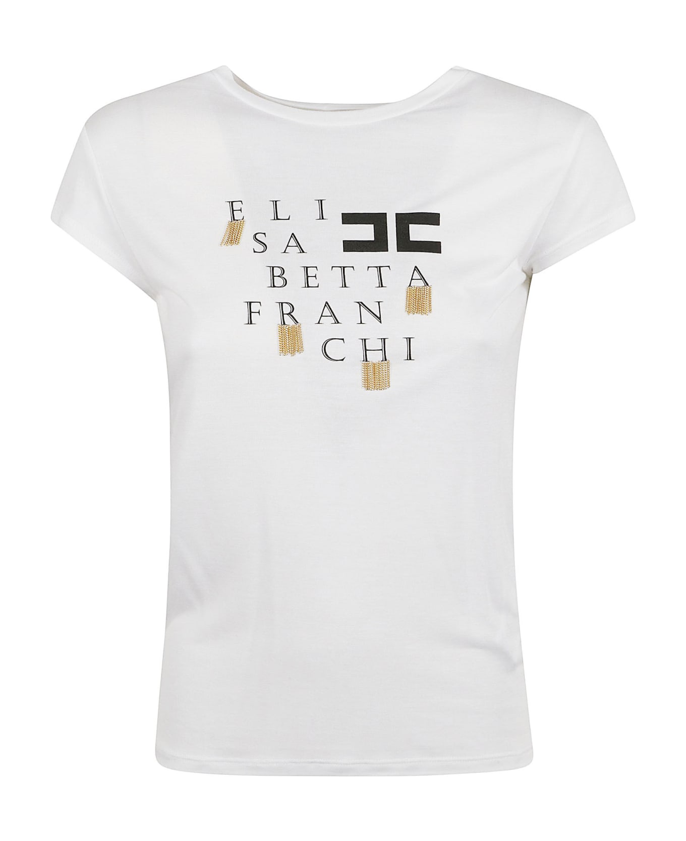 Elisabetta Franchi Printed T-shirt - Gesso