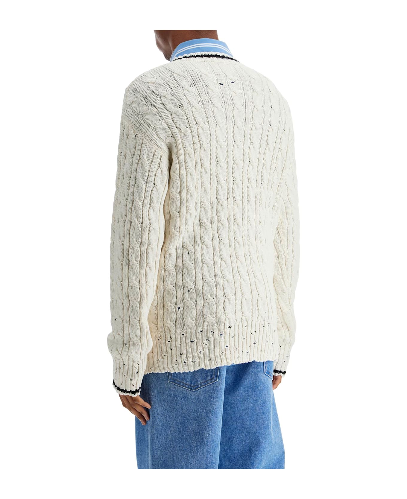 Marni V Neckline Sweater - NATURAL WHITE (White)