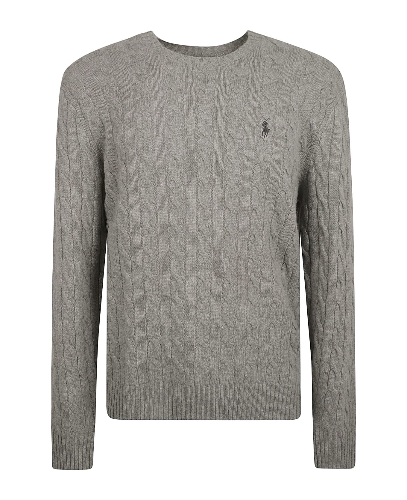 Ralph Lauren Logo Embroidery Patterned Woven Sweater - Fawn Grey Heather