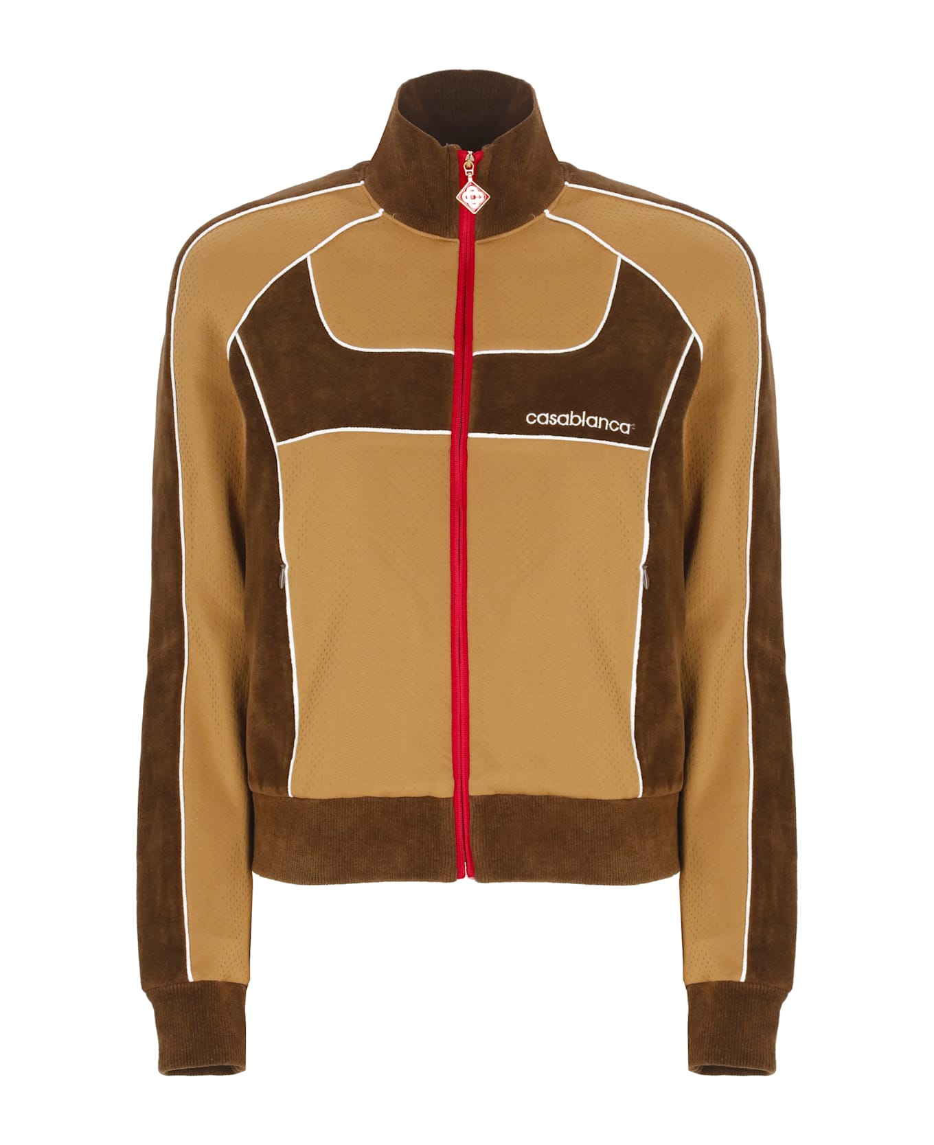 Casablanca Chenille Panelled Track Sweatshirt - Brown