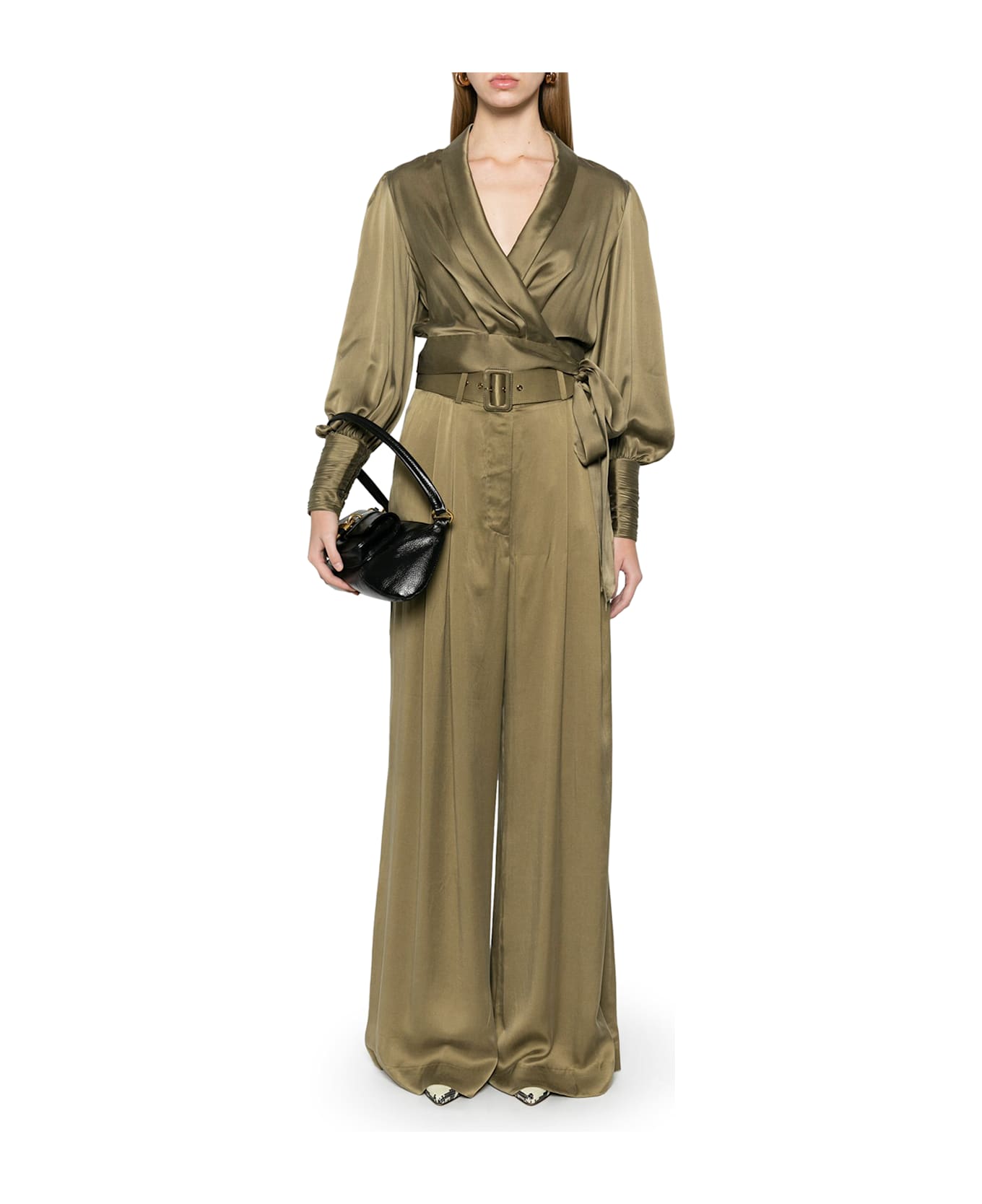 Zimmermann Wide Leg Pants In Seta - Green