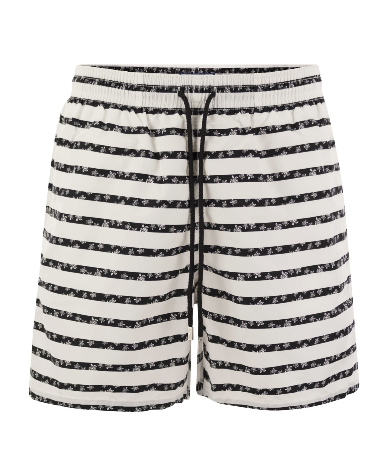 Vilebrequin Striped And Patterned Beach Shorts - White/blue 水着