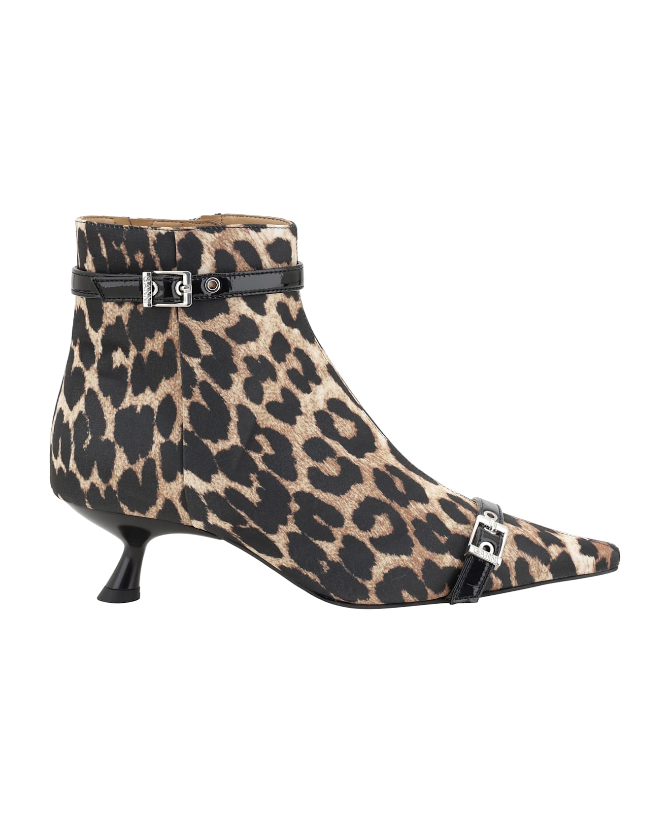 Ganni Eyelets Ankle Boots - Leopard