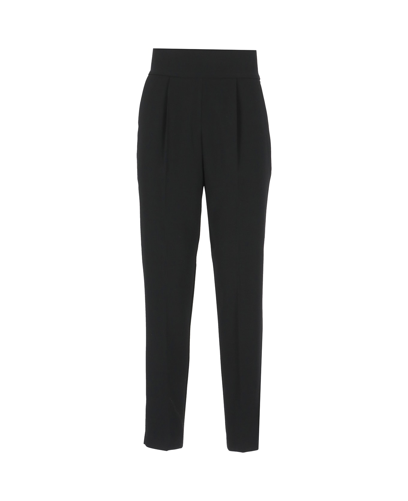 Pinko High-waisted Trousers In Stretch Crepe - Black ボトムス