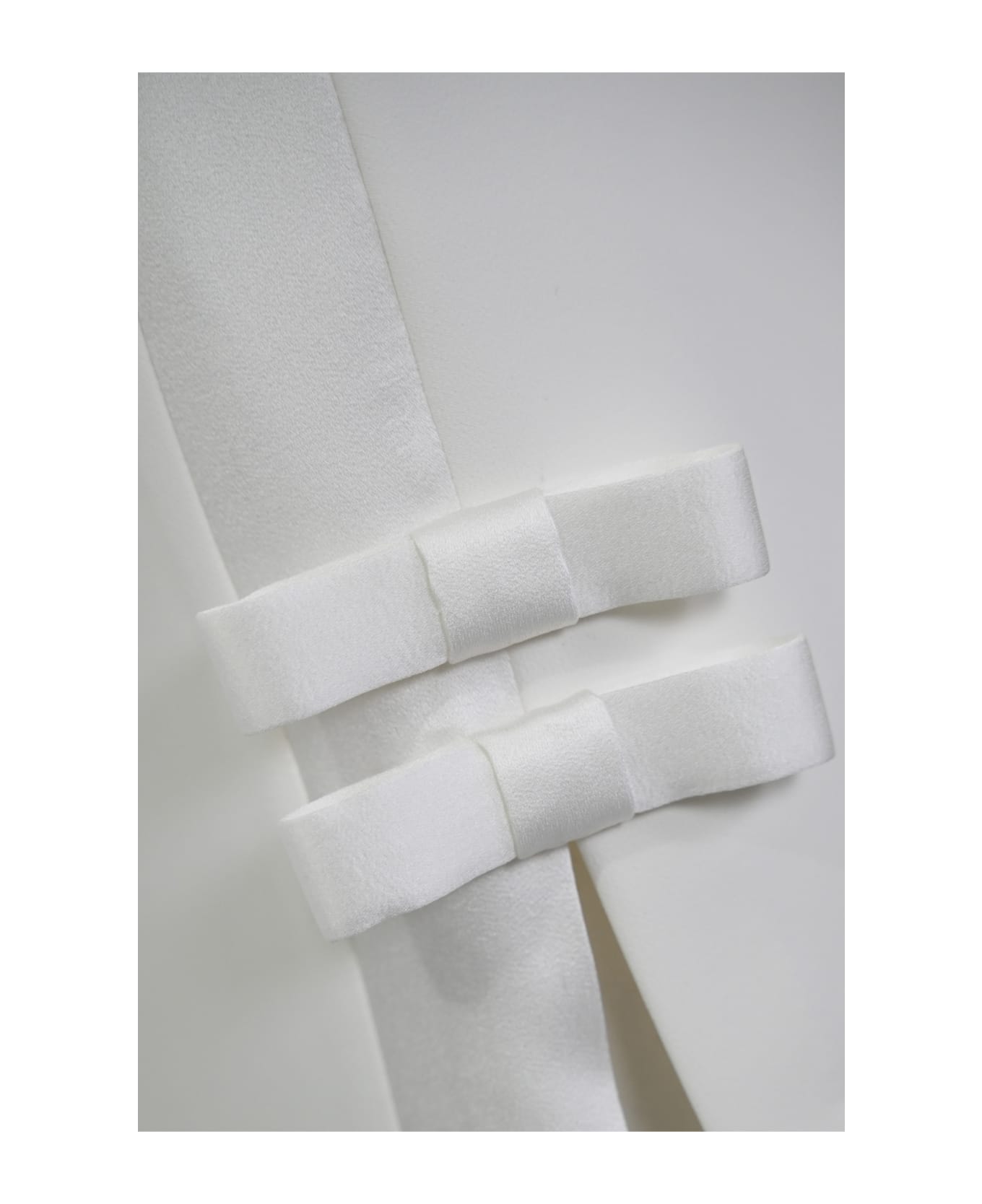 Elisabetta Franchi White Crepe Dress With Bows - Avorio