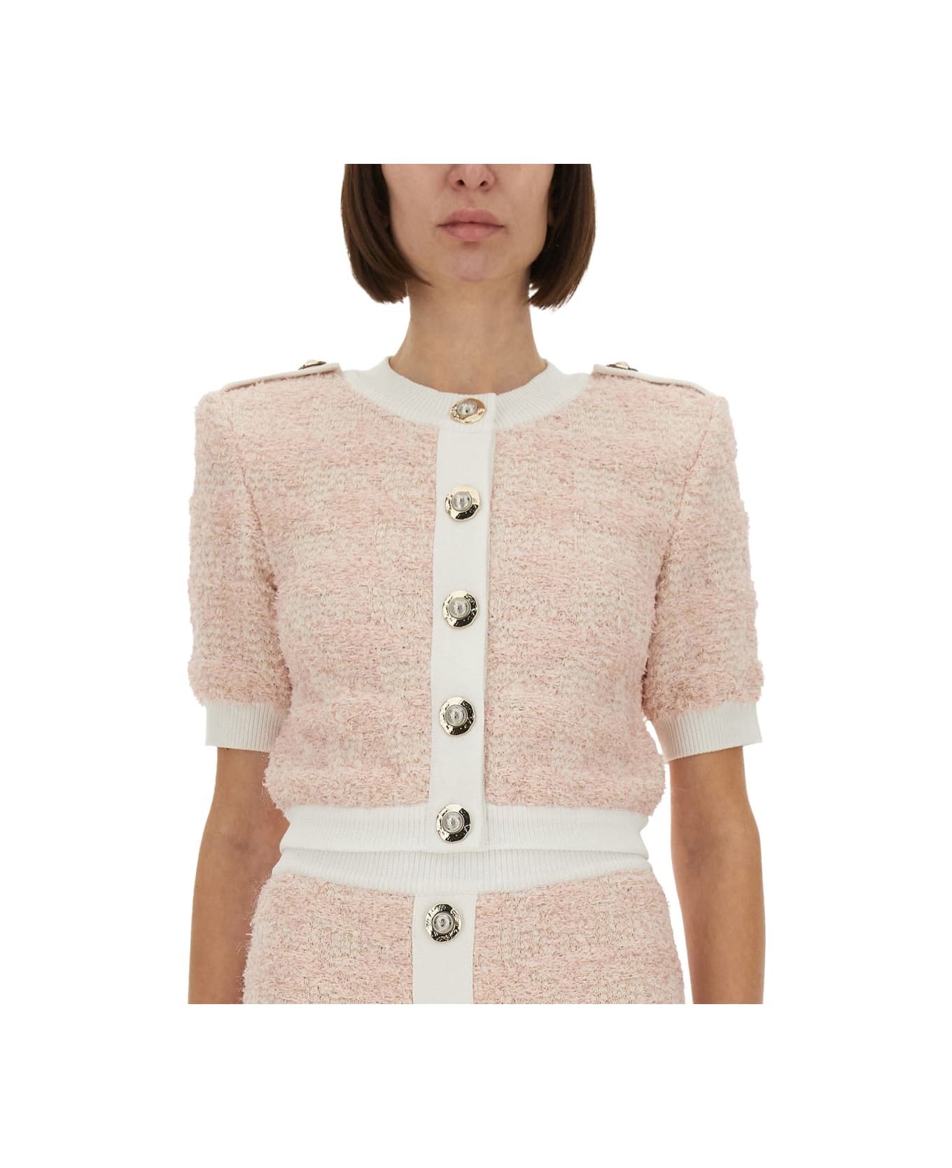 Balmain Tweed Cardigan - PINK