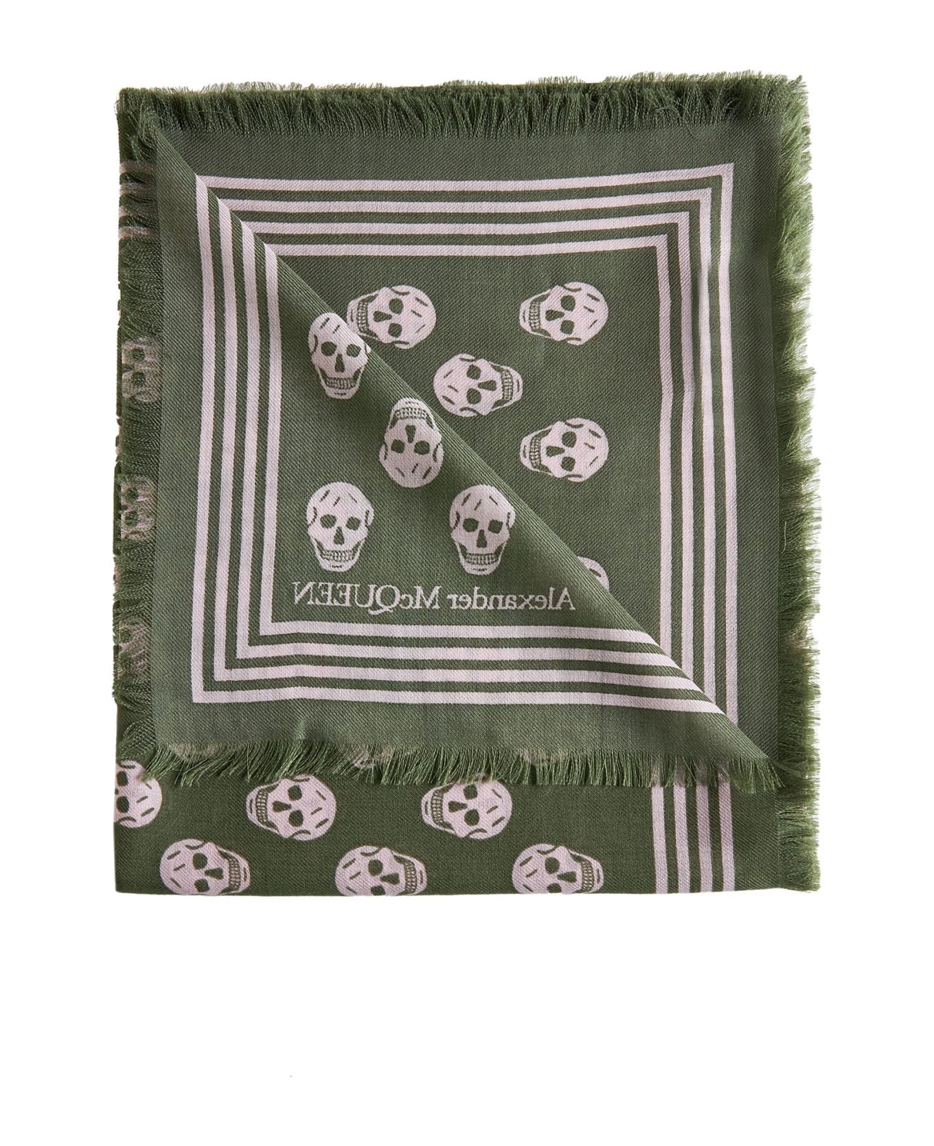 Alexander McQueen Skull Monogram Print Scarf - Green スカーフ