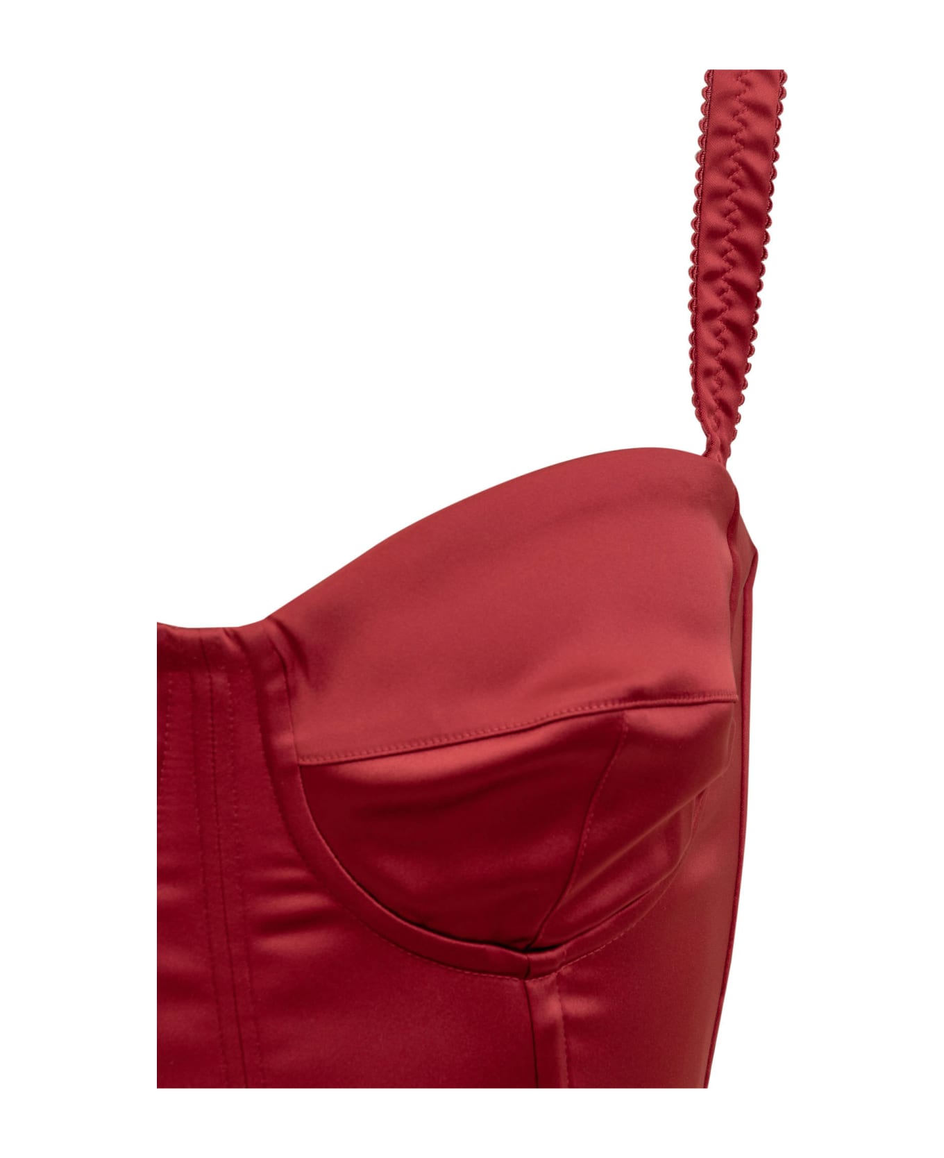 Dolce & Gabbana Bustier Midi Dress - Deep Red