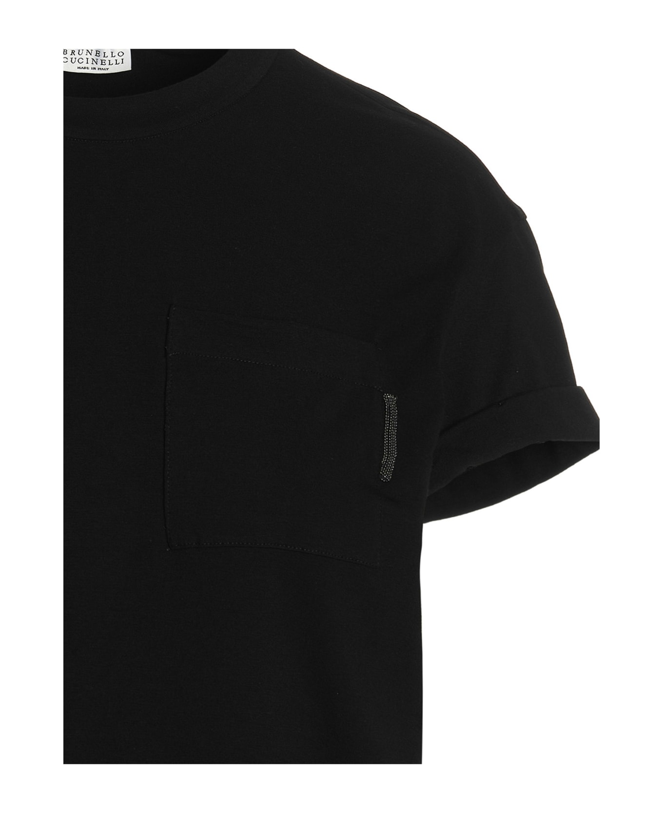 Brunello Cucinelli Crewneck T-shirt With Chest Pocket - Black