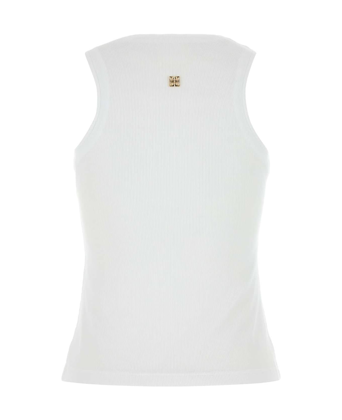 Givenchy White Stretch Cotton Tank Top - White