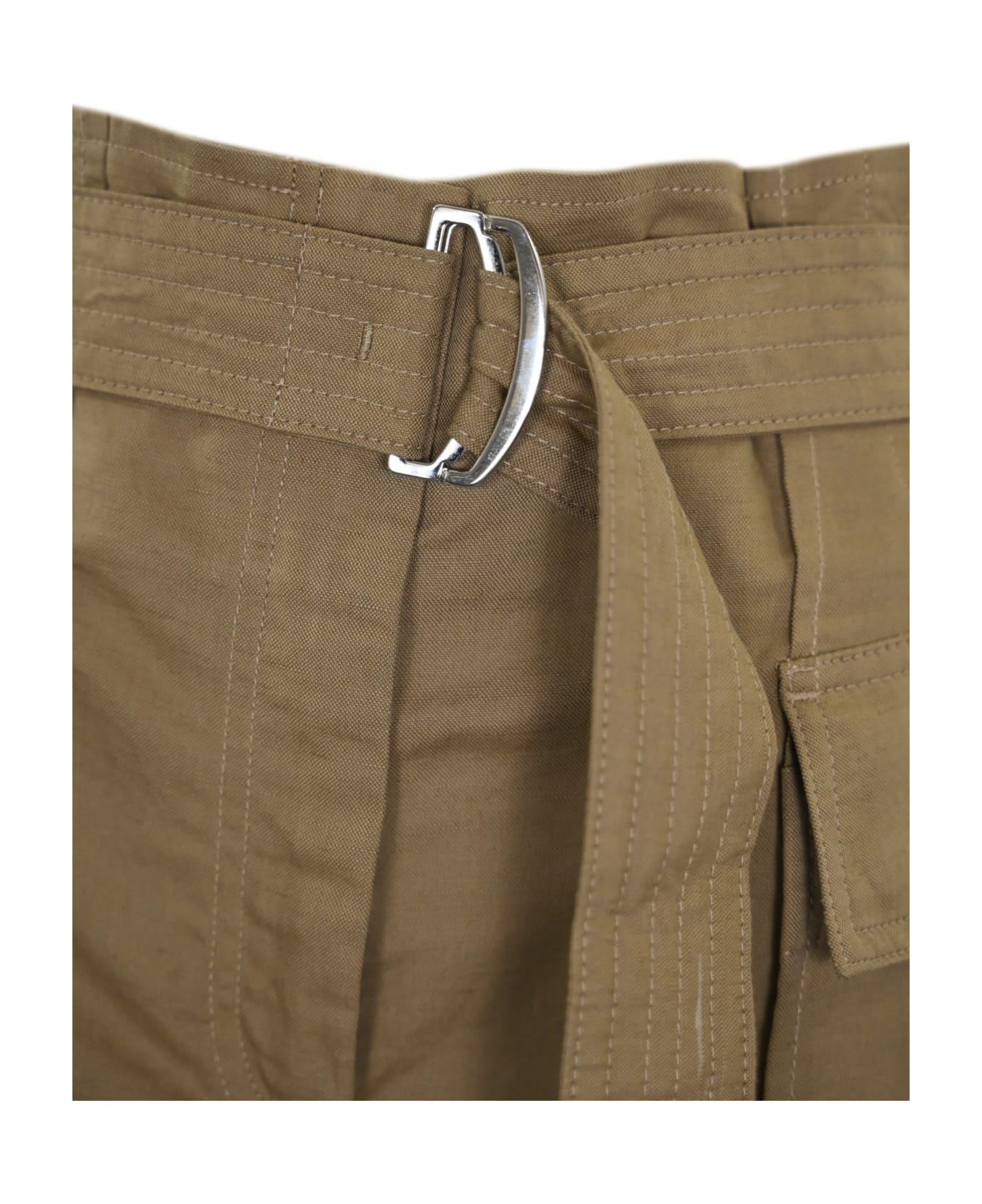 Weekend Max Mara 'pinide' Trousers In Linen And Cotton - Beige
