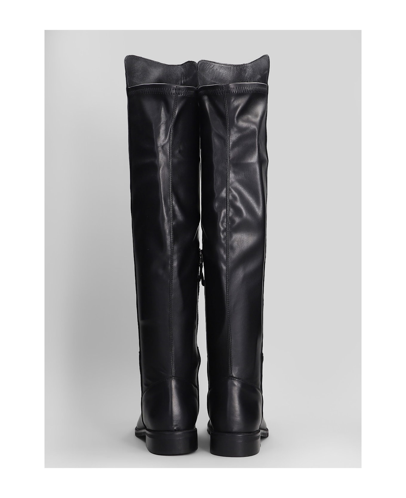 Julie Dee Low Heels Boots In Black Leather - black